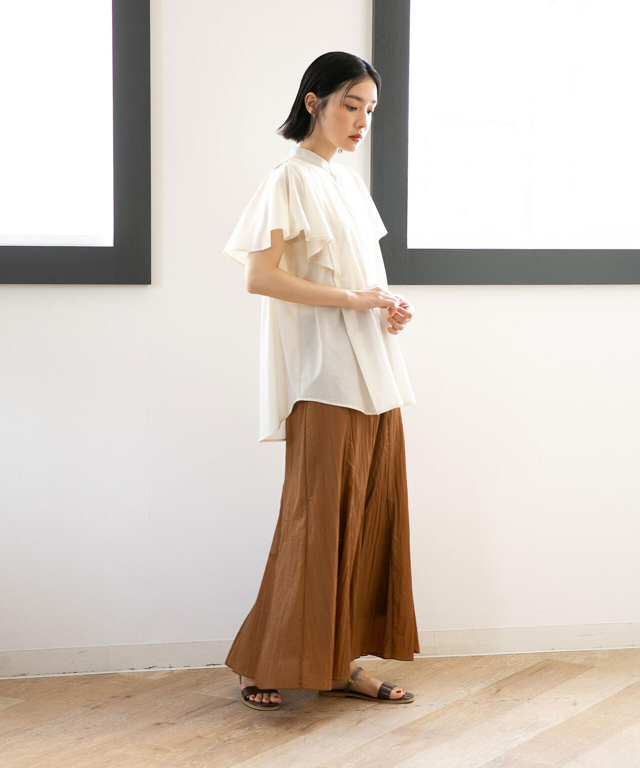 LB.04/ナイロンワッシャーフレアスカート 6732230301