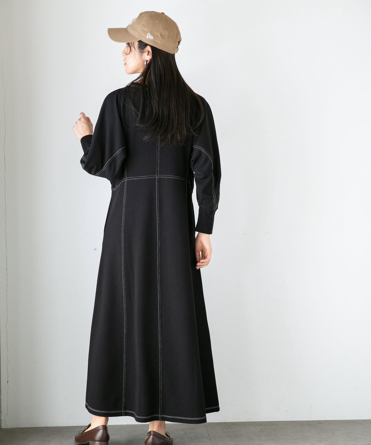 LB.04/WEB限定 配色ステッチ袖ボリュームワンピース【低身長サイズ有】 6733119318