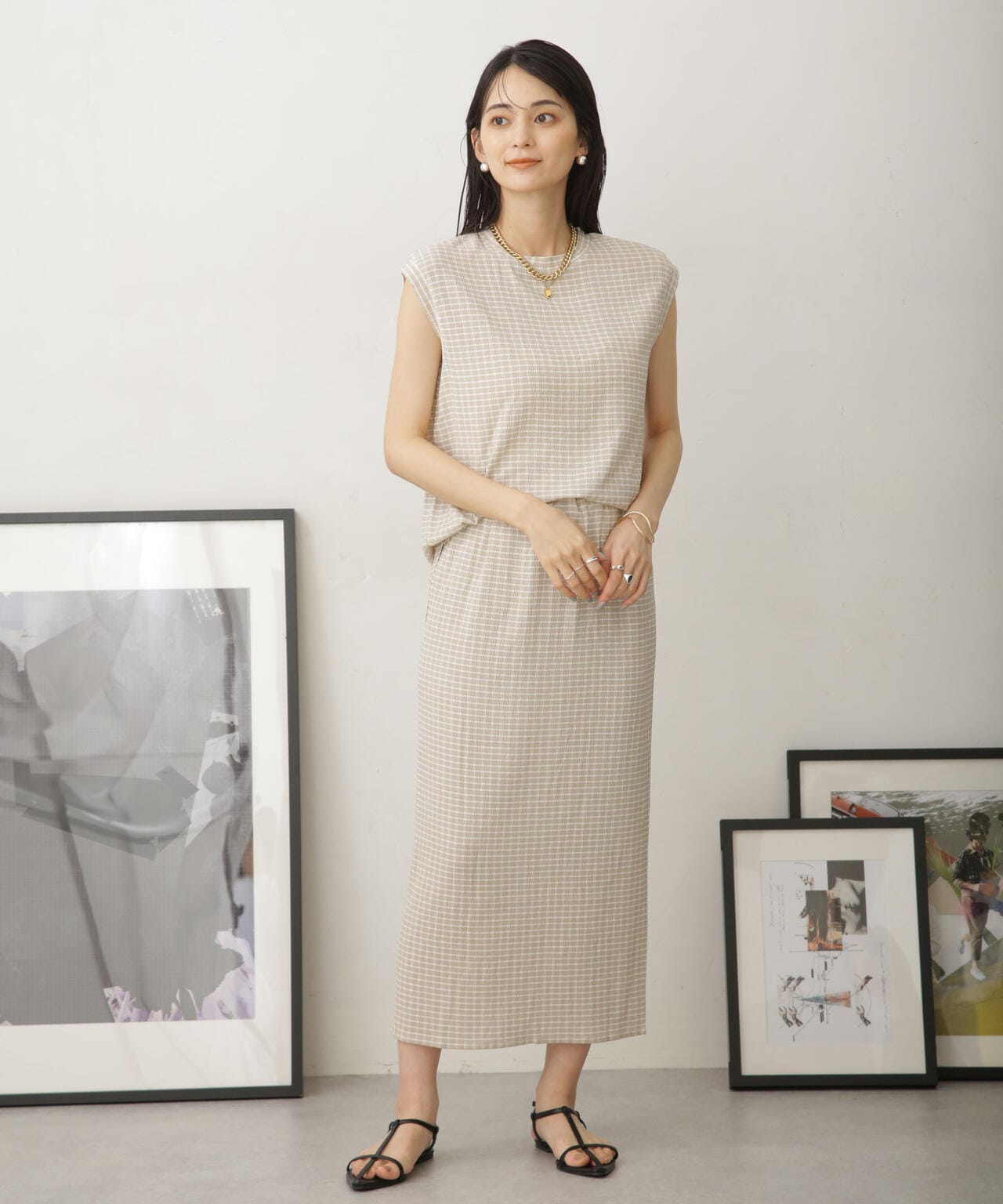 60's ジャガード織 セットアップ niana（ニアナ） セットアップ ジャガードブラウスIラインスカート