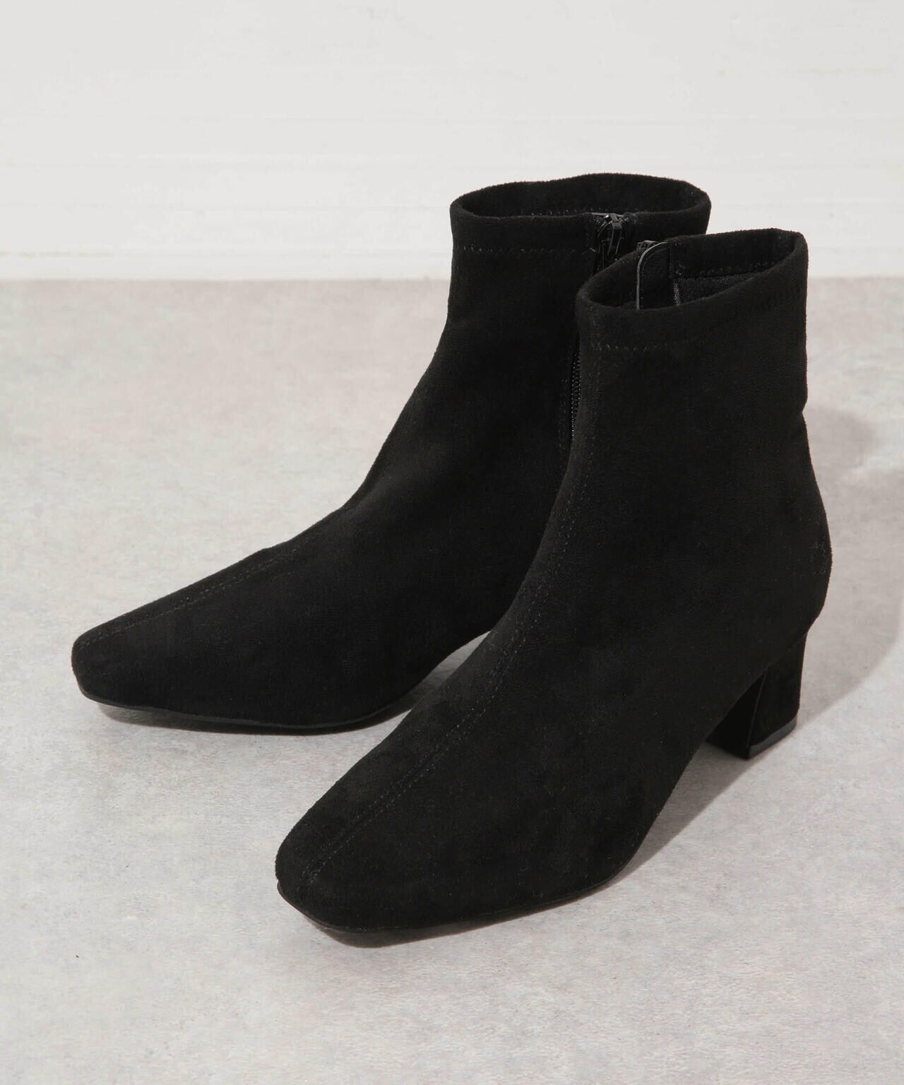 genten ハラコ&スエードショートブーツ Mサイズ未使用品 ストレッチフェイクスエードヒールショートブーツ