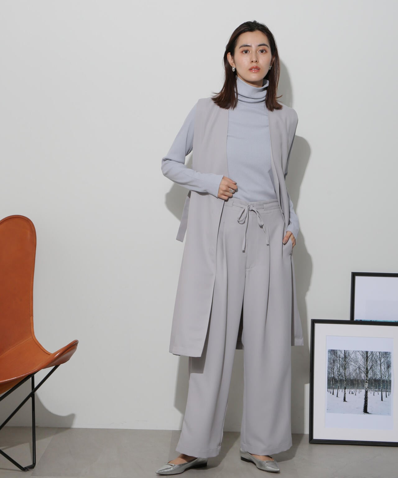 販売 中Fashion - UNITED ARROWS ノーカラーロングベスト ベルト