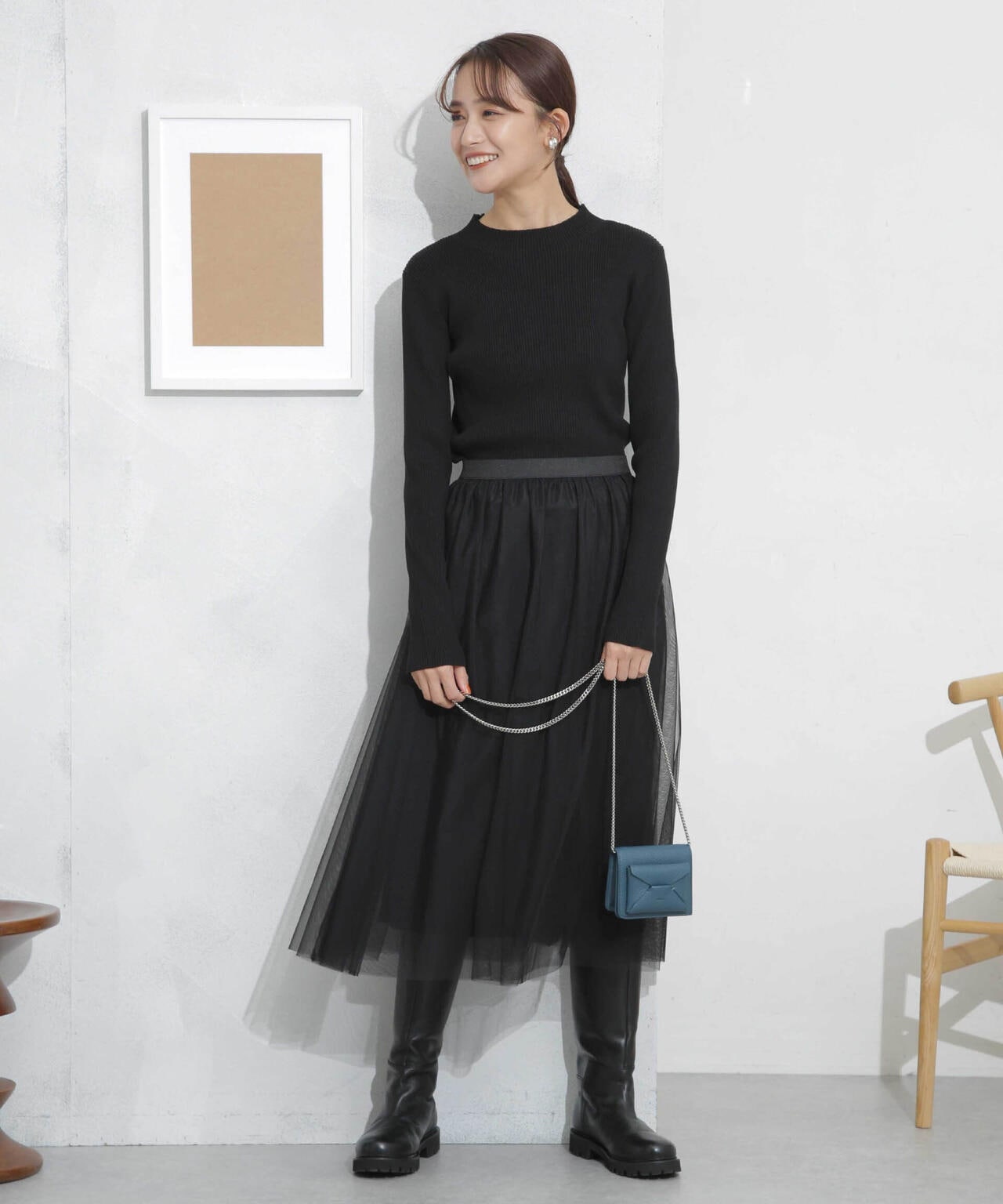 リボン Vネック ニット チュール フレア スカート セットアップ fit=scale-down,w=1200
