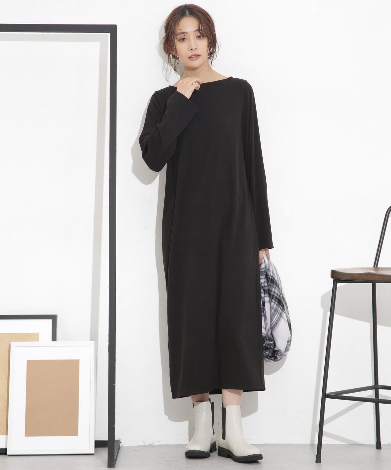 起毛カットリブフレアマキシワンピース 6734119301