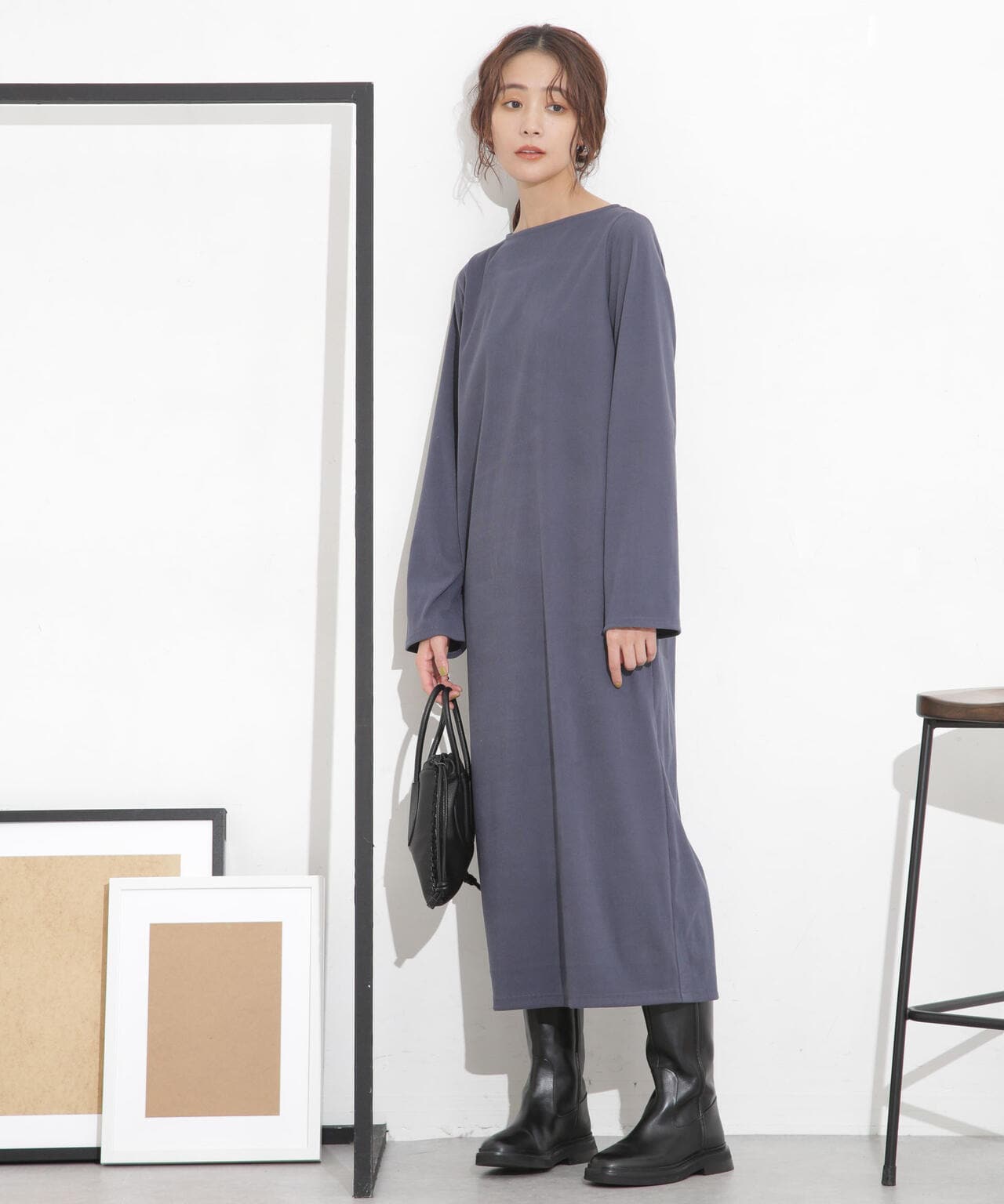 起毛カットリブフレアマキシワンピース 6734119301