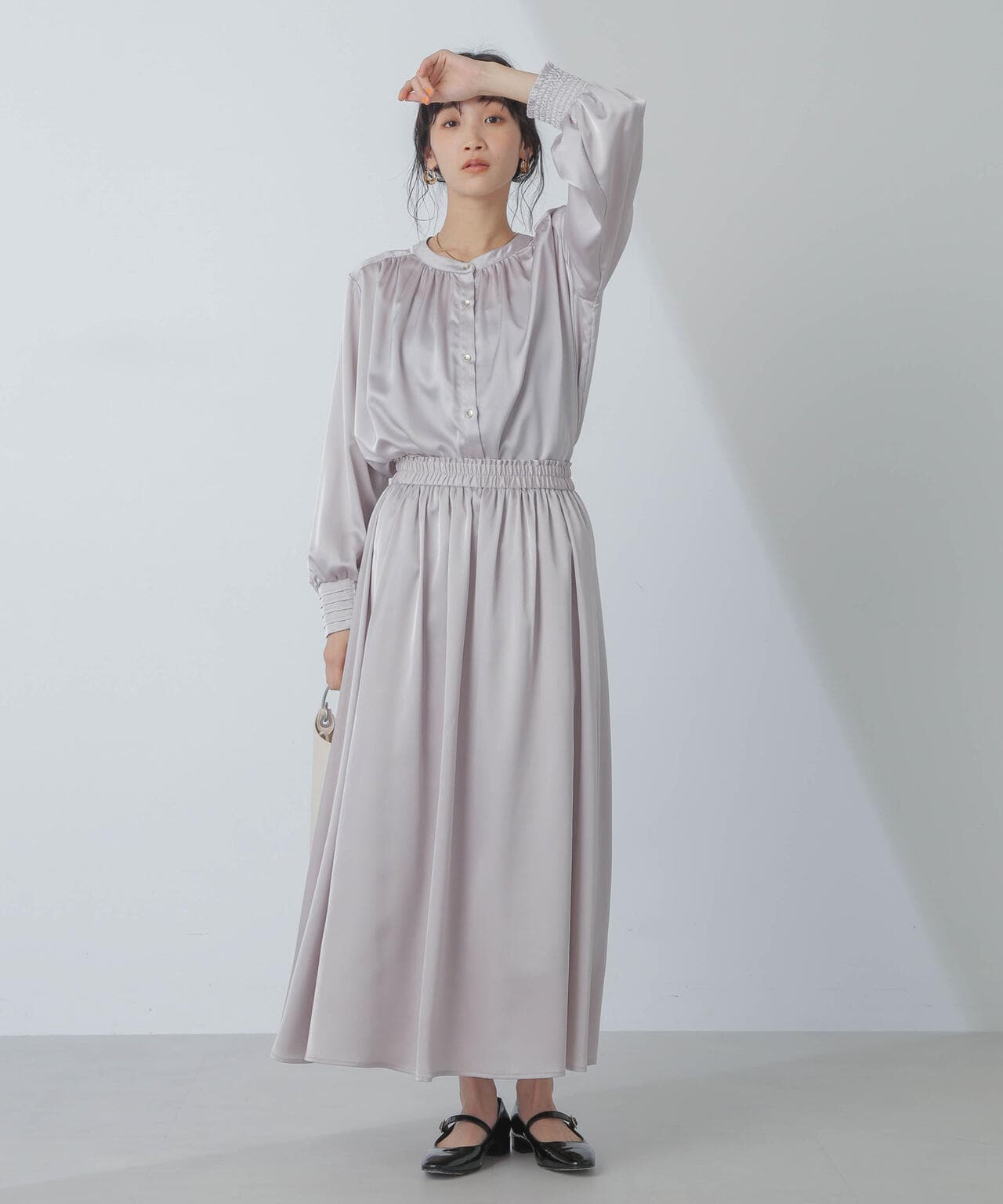 前後2wayサテンギャザーブラウス(セットアップ可) 6734120313