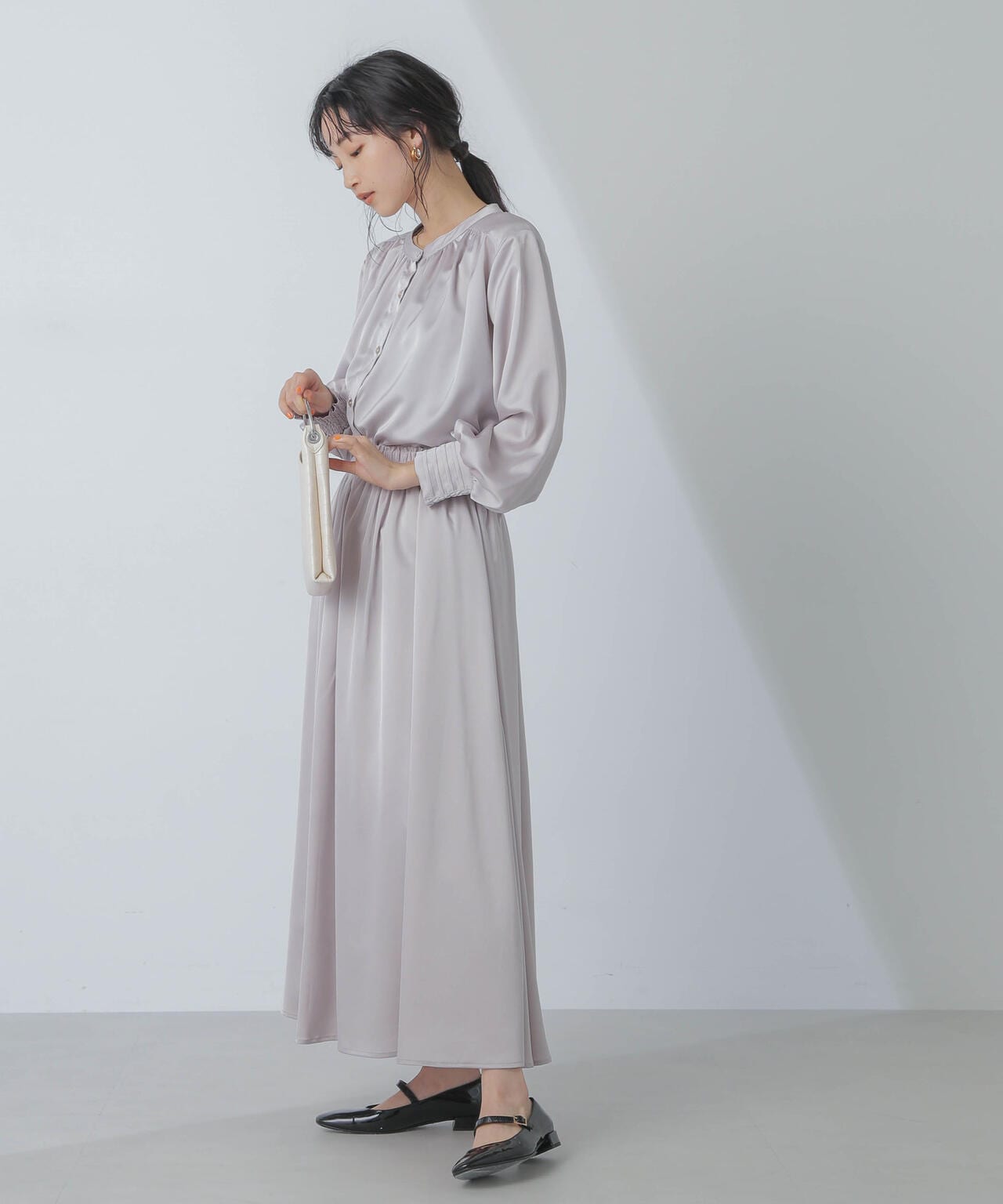 前後2wayサテンギャザーブラウス(セットアップ可) 6734120313
