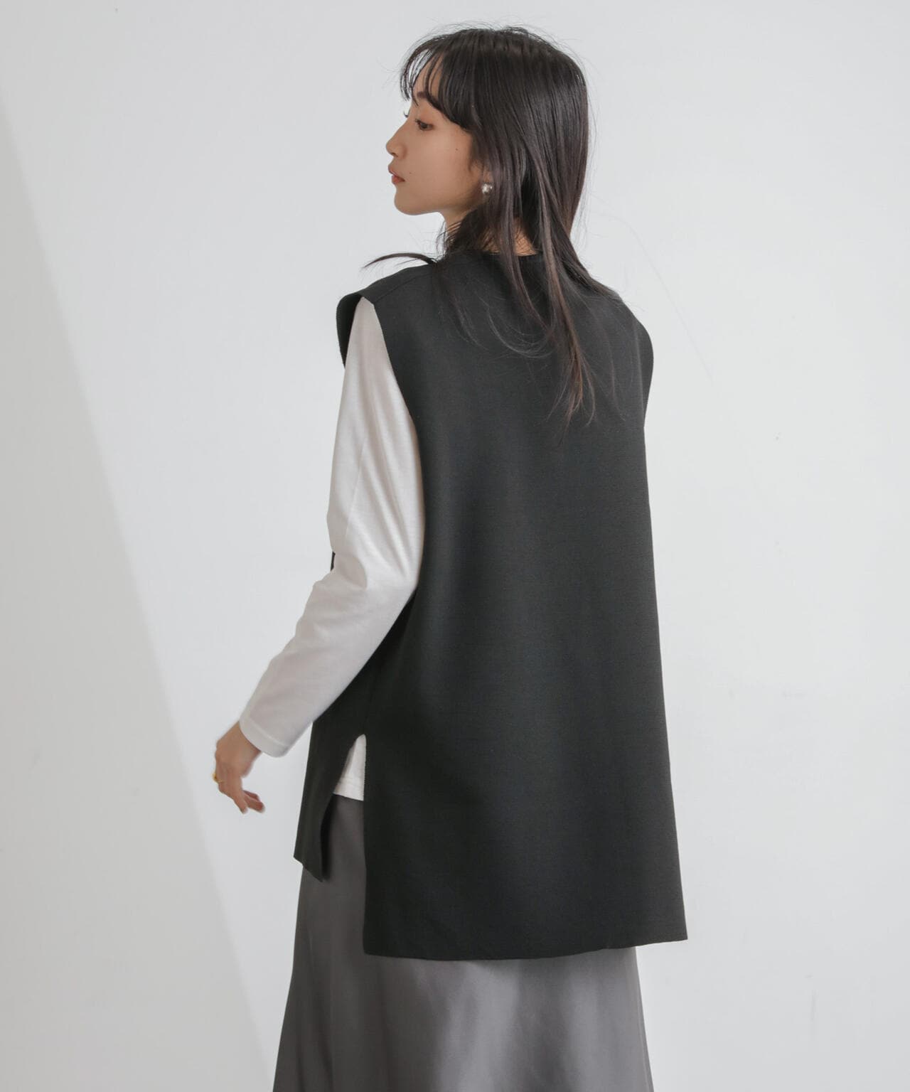 ニットベスト×ロングTシャツ アンサンブルセット 6734122327