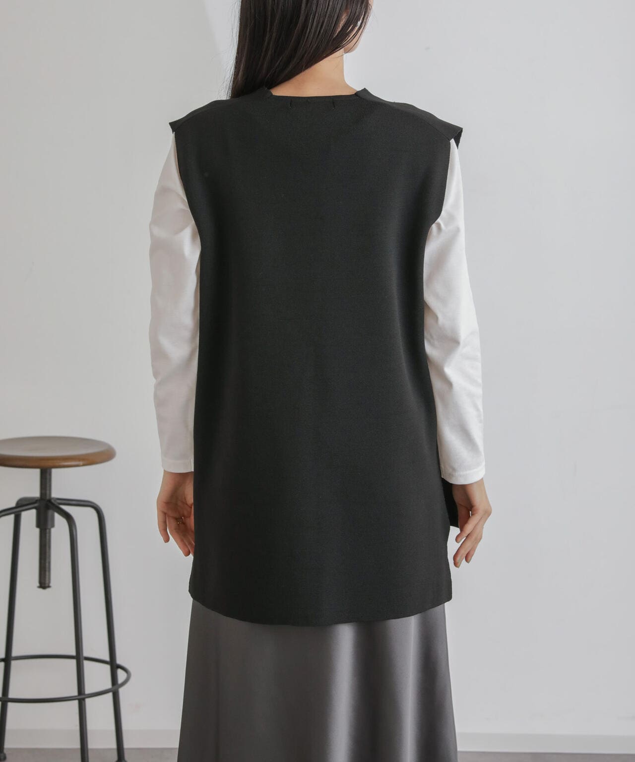 ニット ベスト × ロング Tシャツ アンサンブル セット