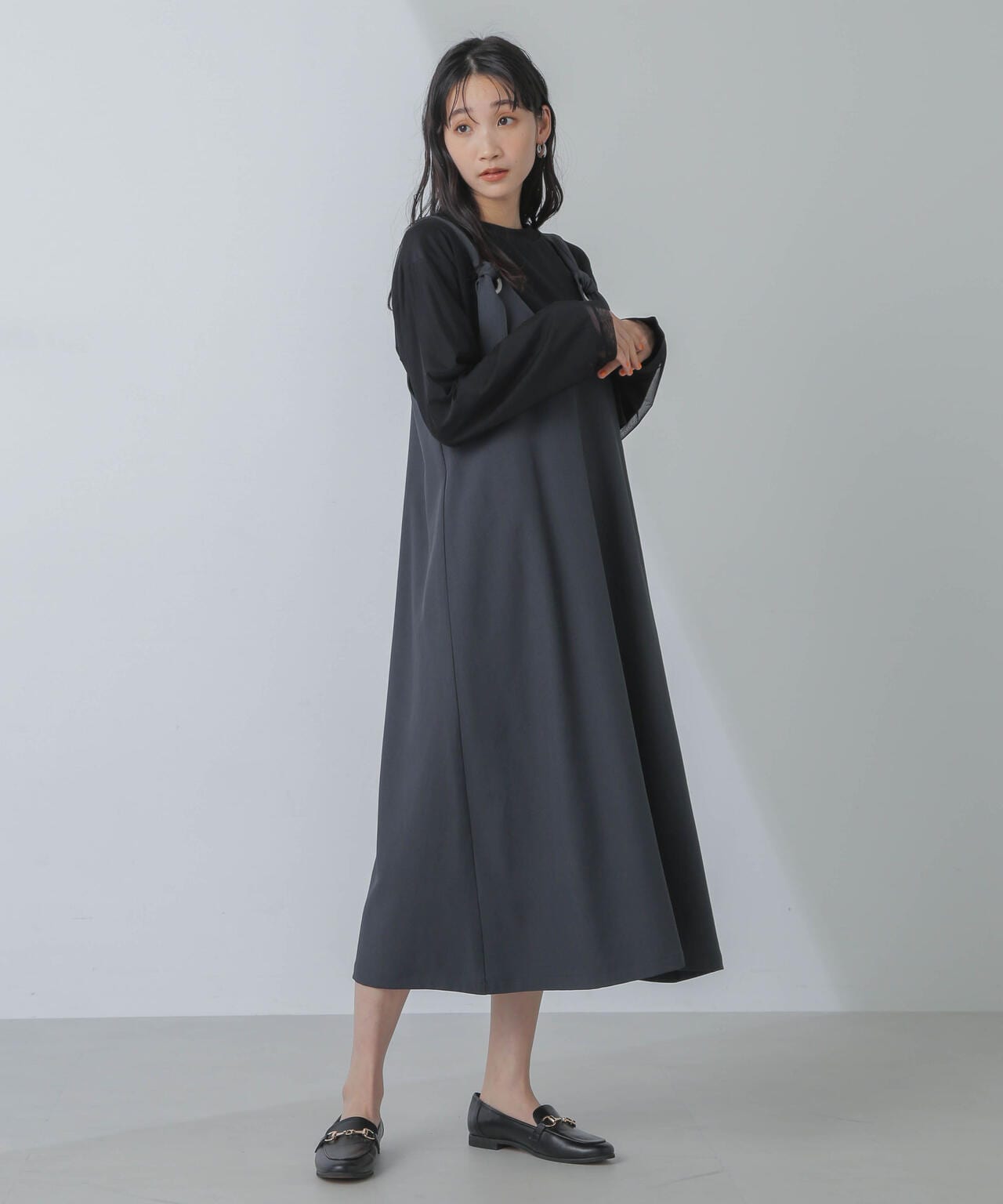 チュール レイヤード ロング スリーブ Tシャツ