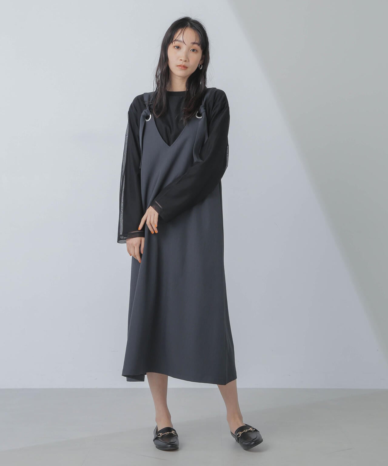 チュール レイヤード ロング スリーブ Tシャツ