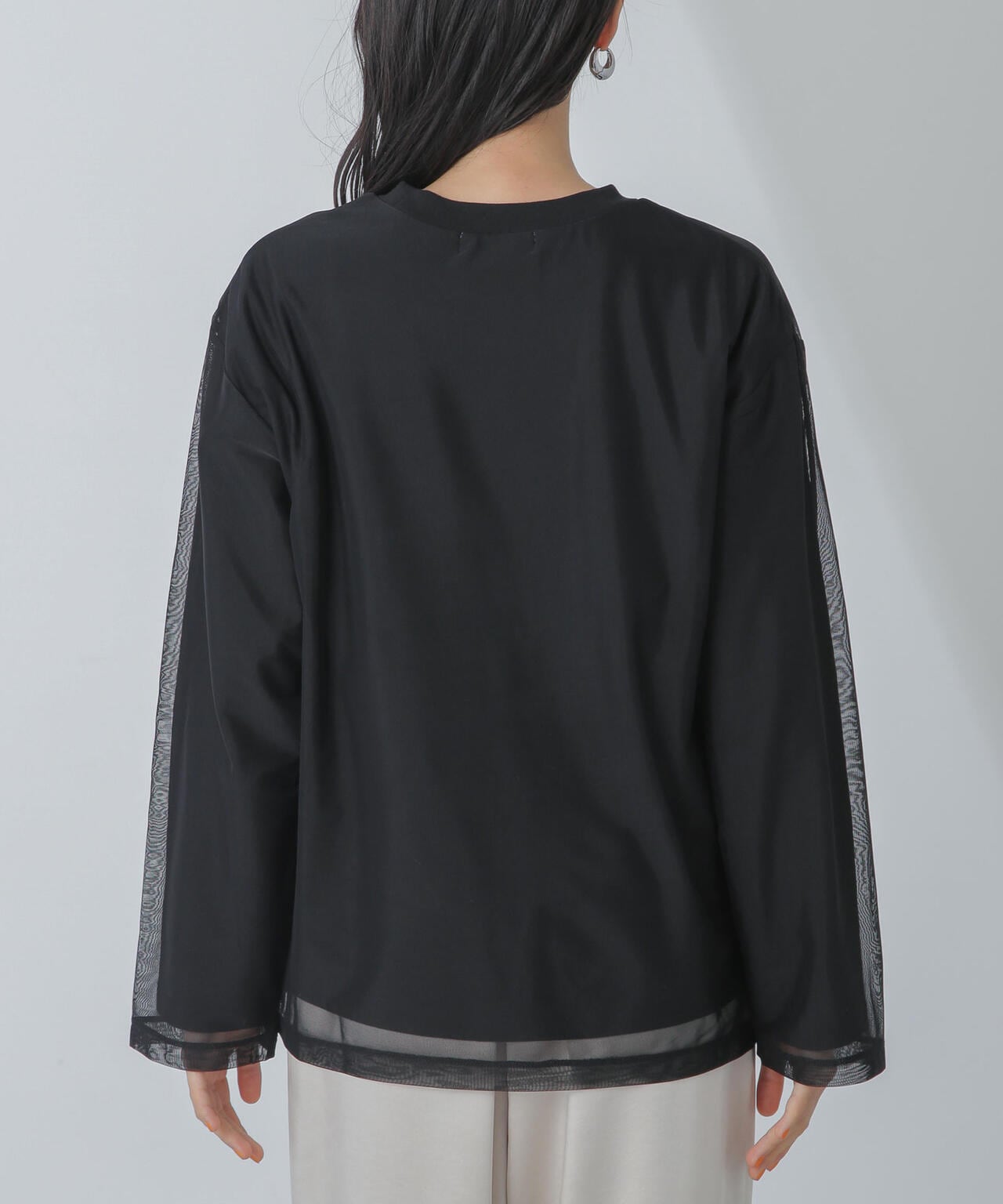 チュール レイヤード ロング スリーブ Tシャツ