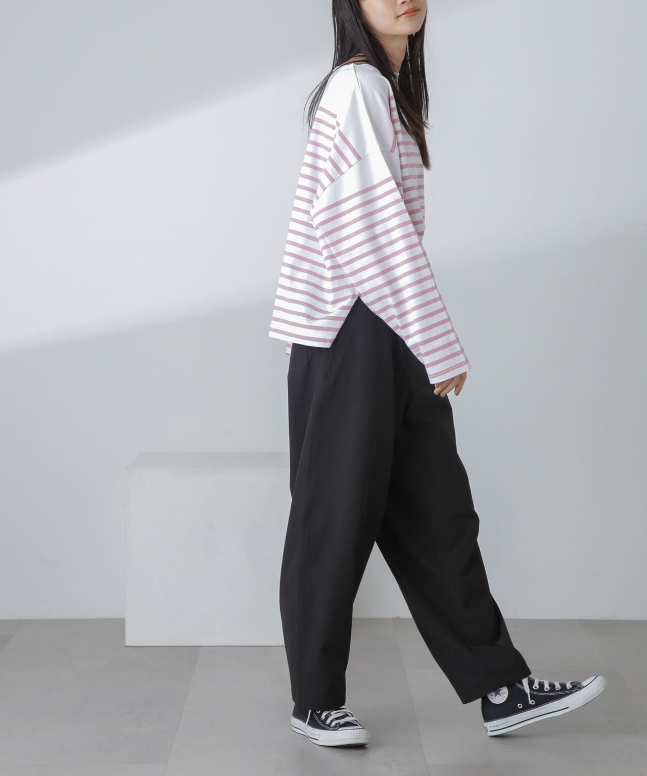 SHIPS スラックス パンツ 「手洗い可能」ストライプ ツイル