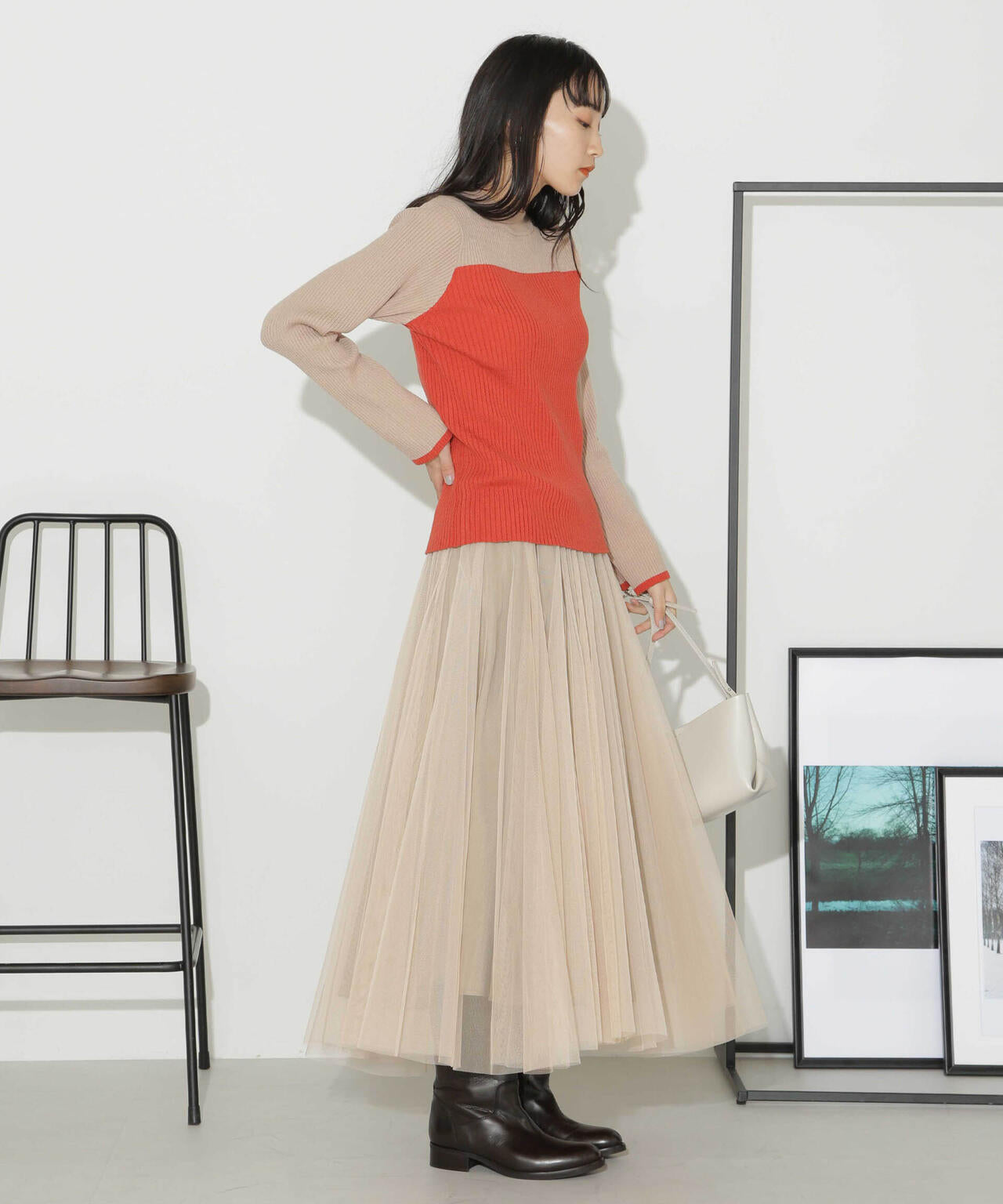 チュール ＆ サテン リバーシブル スカート 