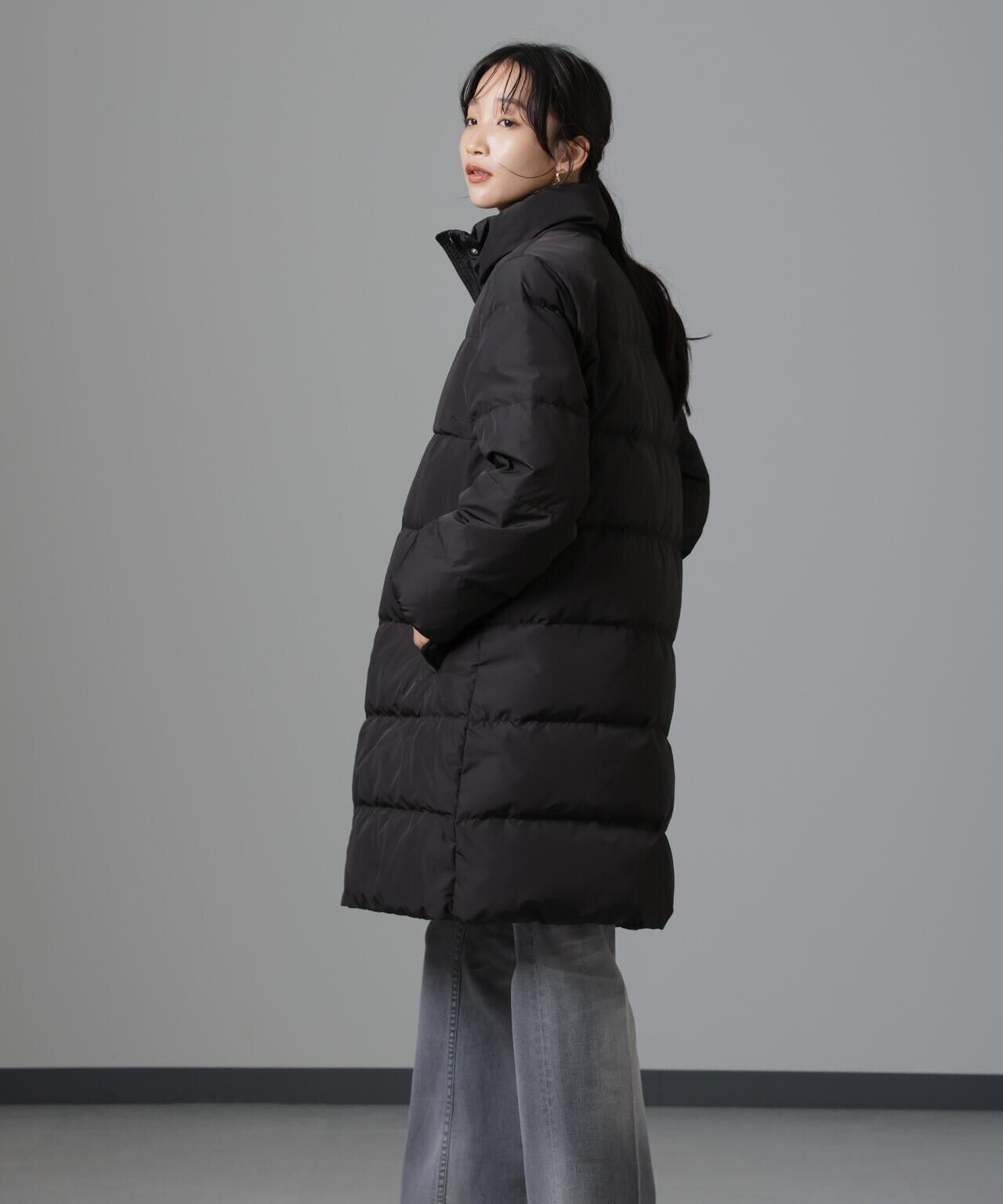 撥水加工 フード ロング ダウンコート
