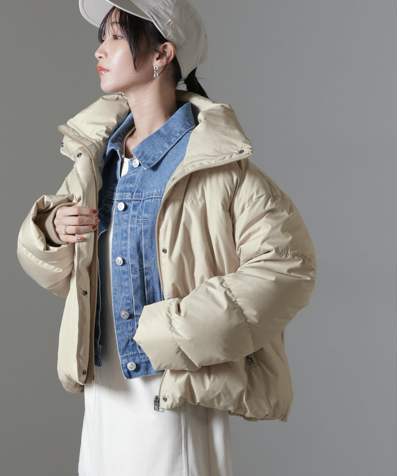 anewdown(R)ECOBlue(R)撥水クロップドワイドダウン 6734214304