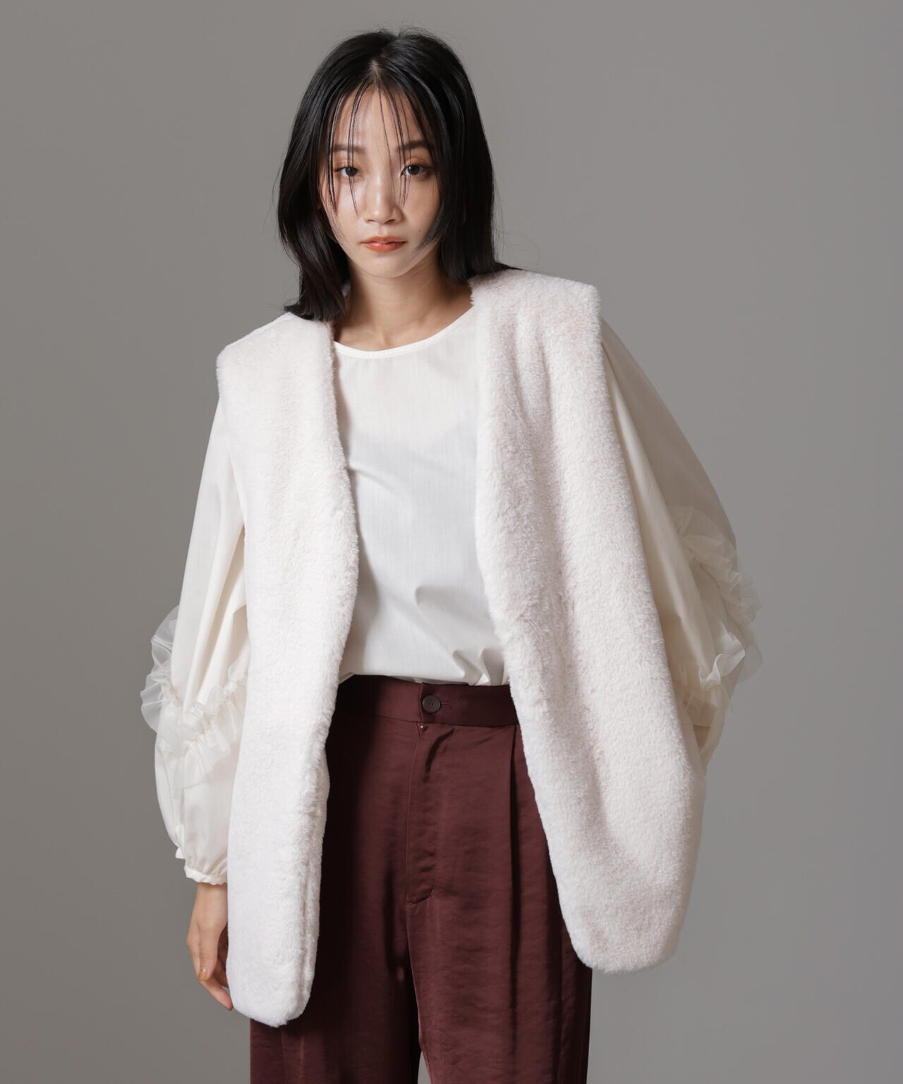 フェイクファー ジレ