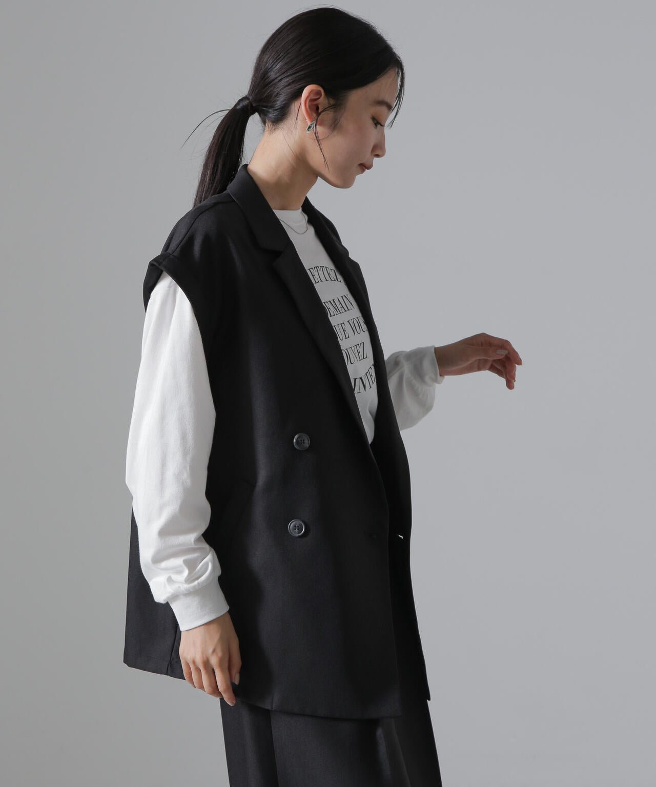 Wボタン ジレ ジャケット (セットアップ可) 