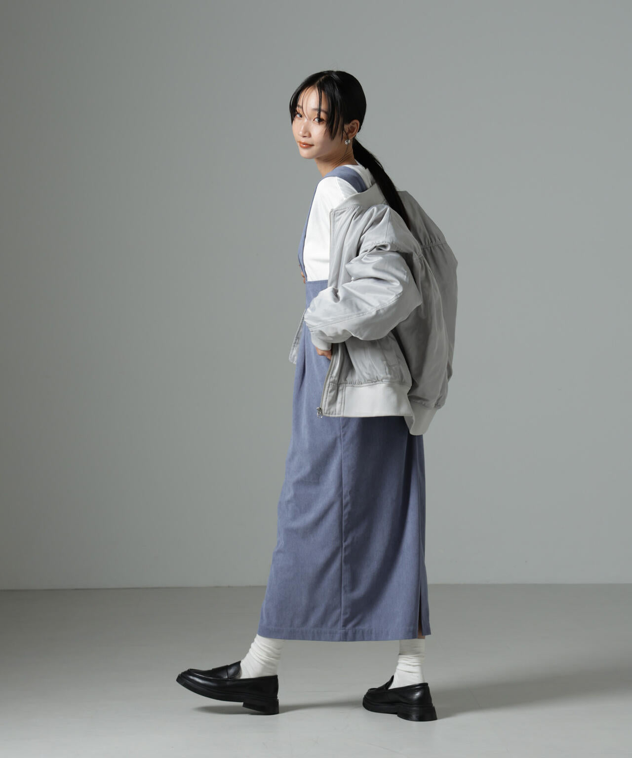 マイクロコール ナロー ジャンパー スカート(セットアップ可)