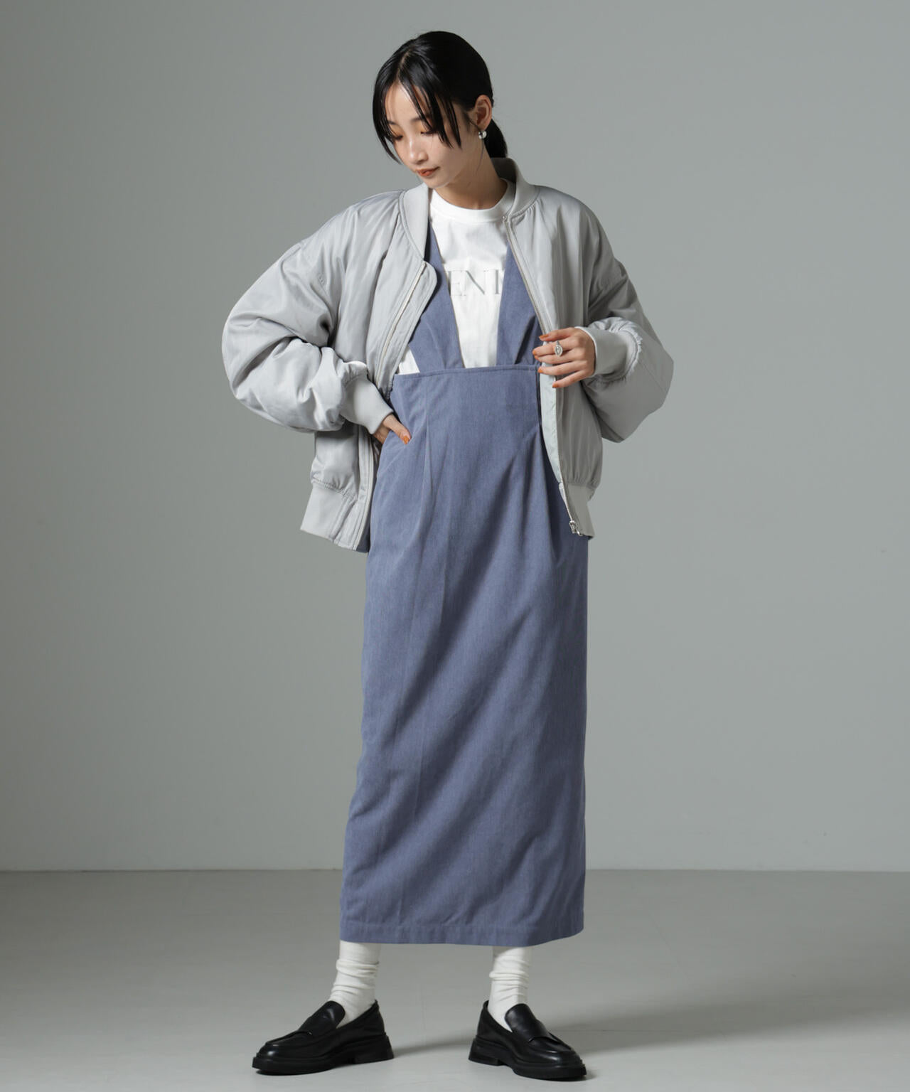 マイクロコール ナロー ジャンパー スカート(セットアップ可)