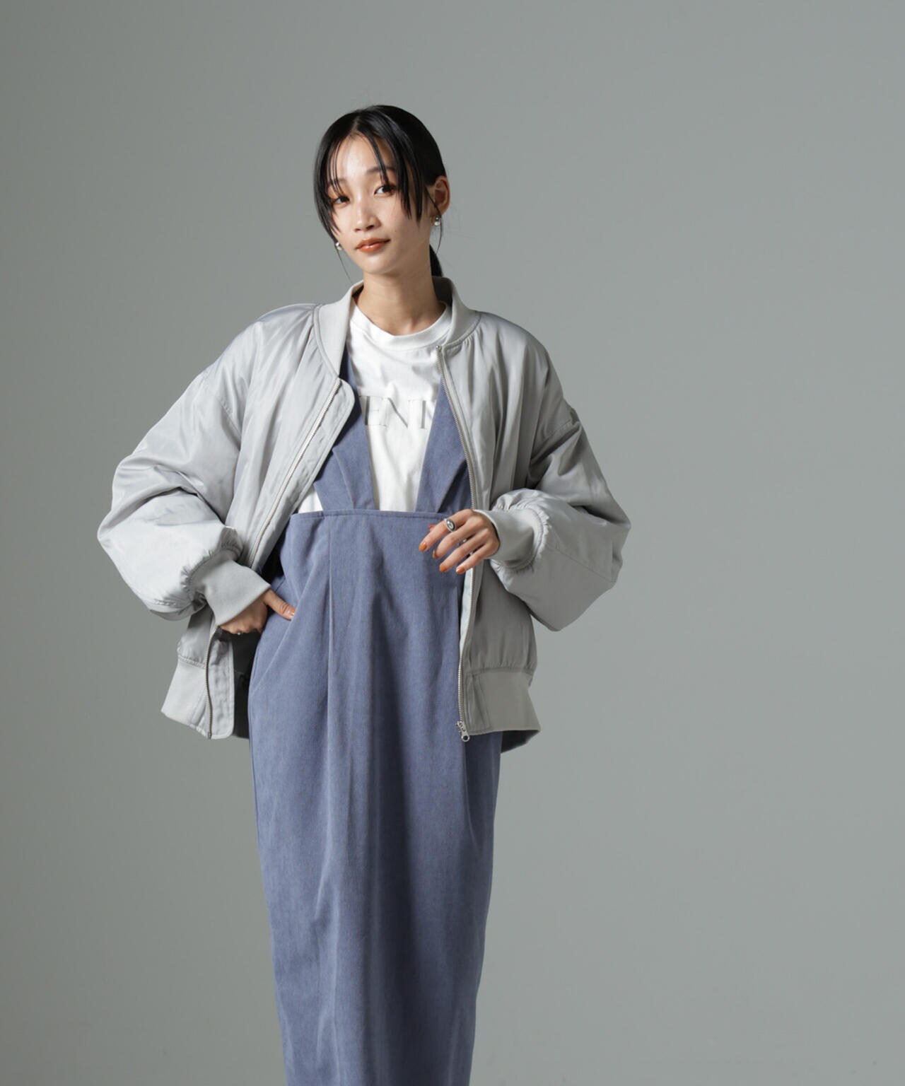 超美品！krone ノーカラージャケット＆FREUDE スカート ショートジャケット×ロングスカートセットアップ(2colors) (黒
