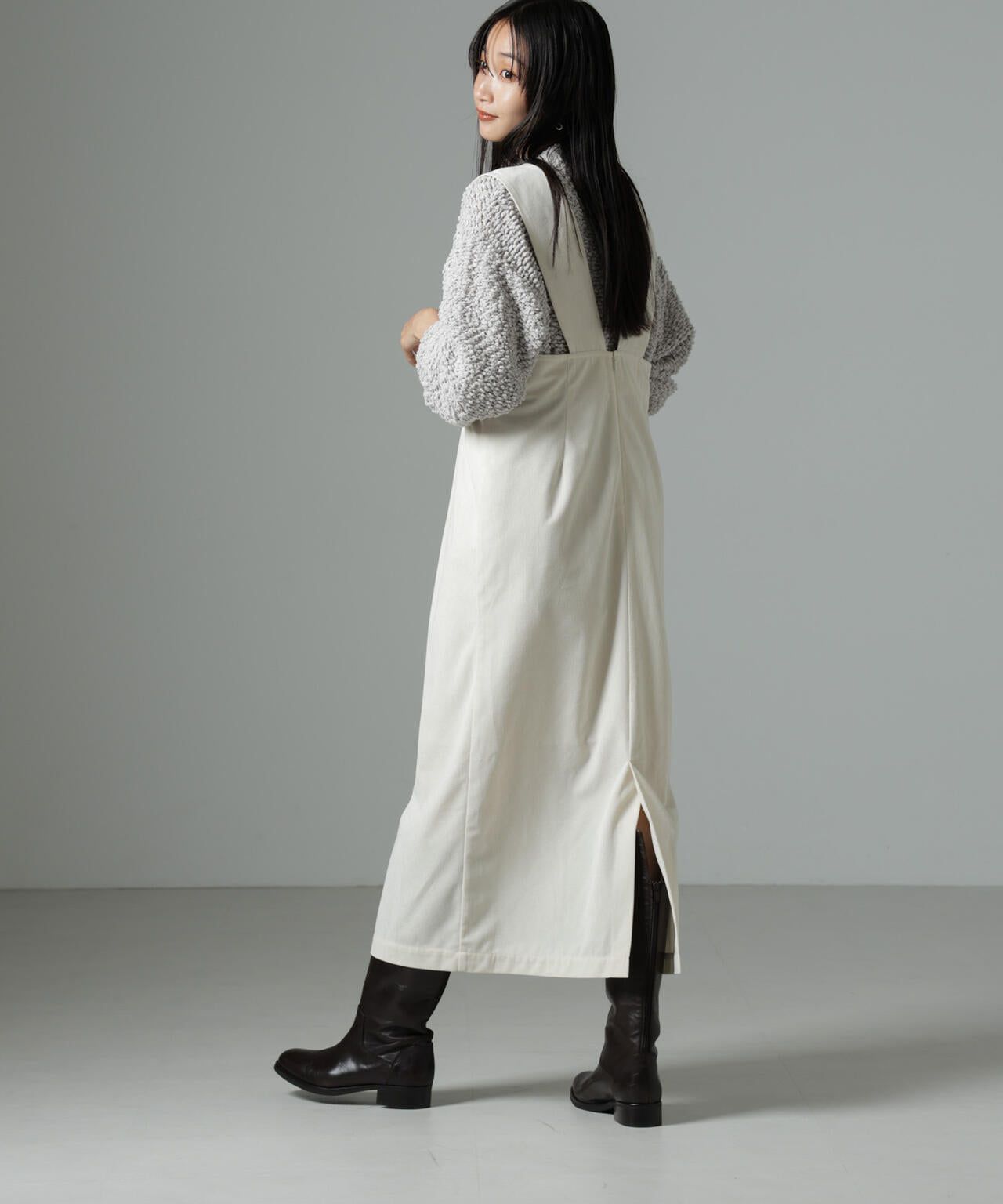 マイクロコール ナロー ジャンパー スカート(セットアップ可)