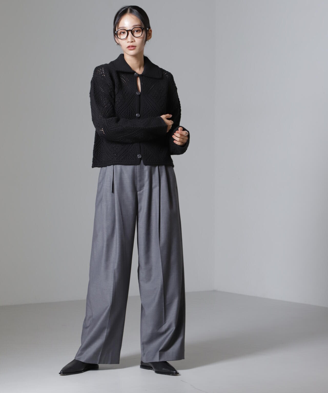 クロシェ風ニットカーディガン 6734222302