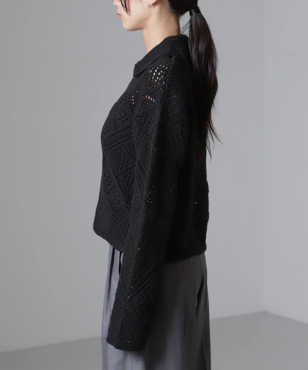 クロシェ風ニットカーディガン 6734222302