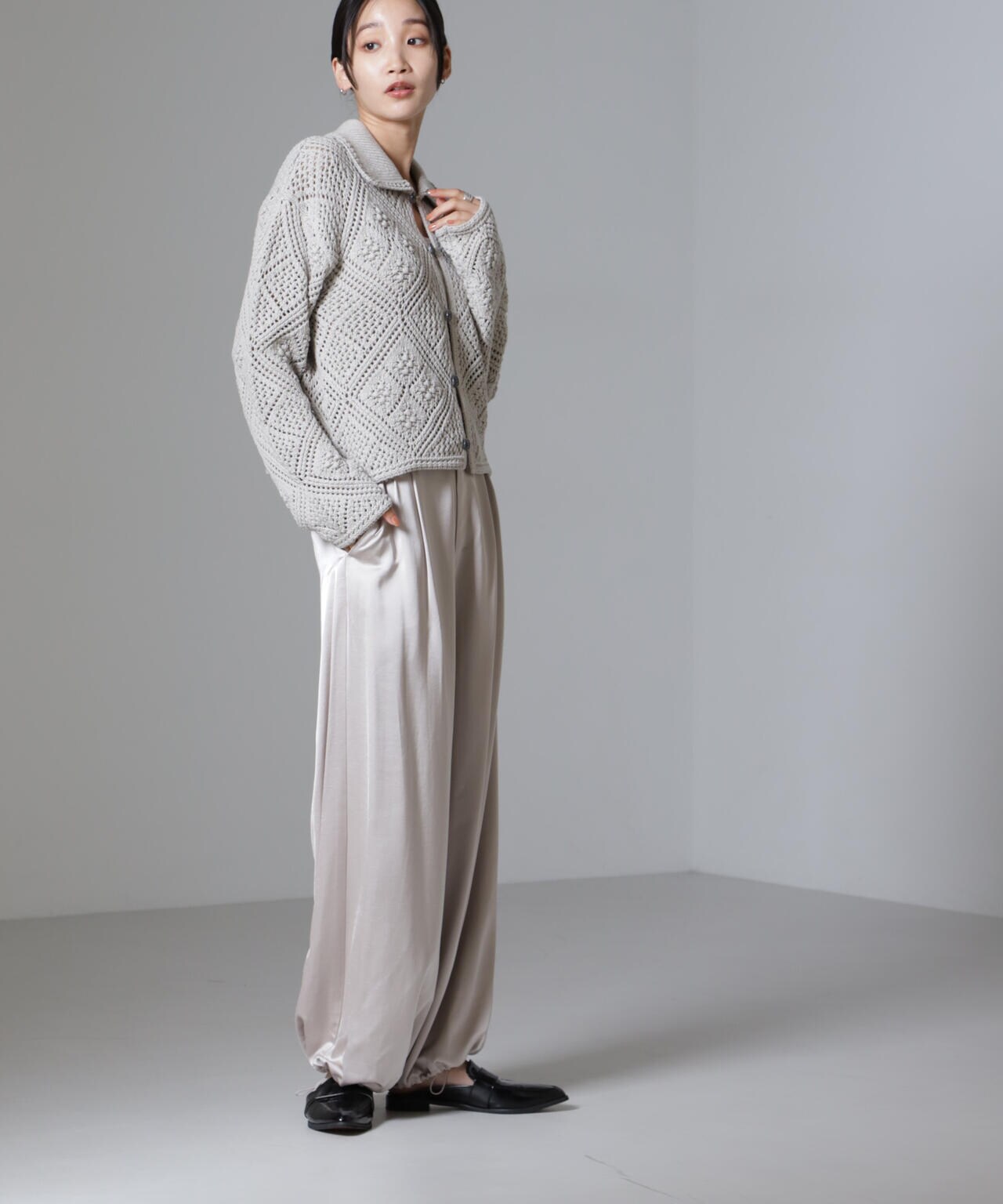 クロシェ風ニットカーディガン 6734222302