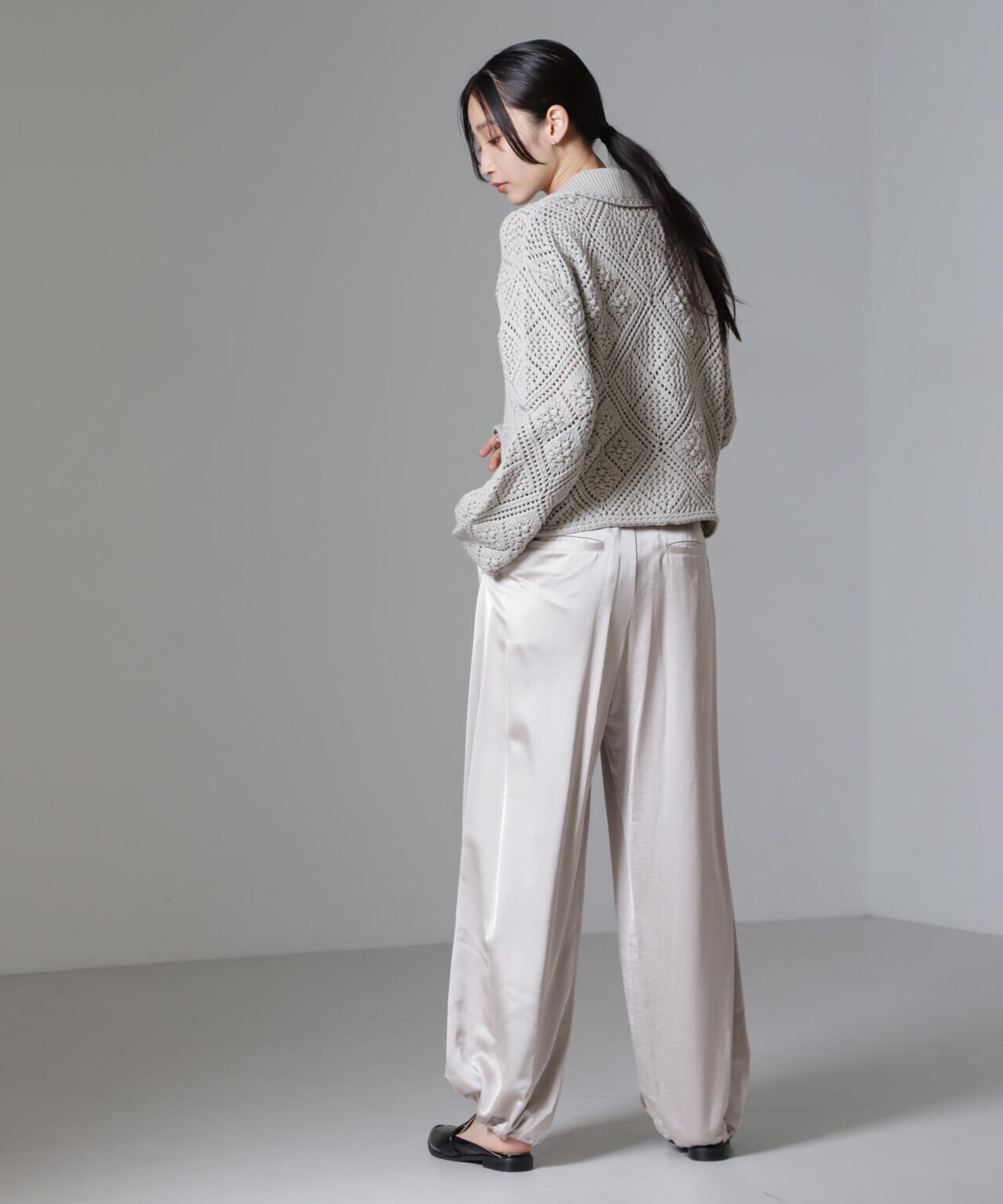 クロシェ風ニットカーディガン 6734222302