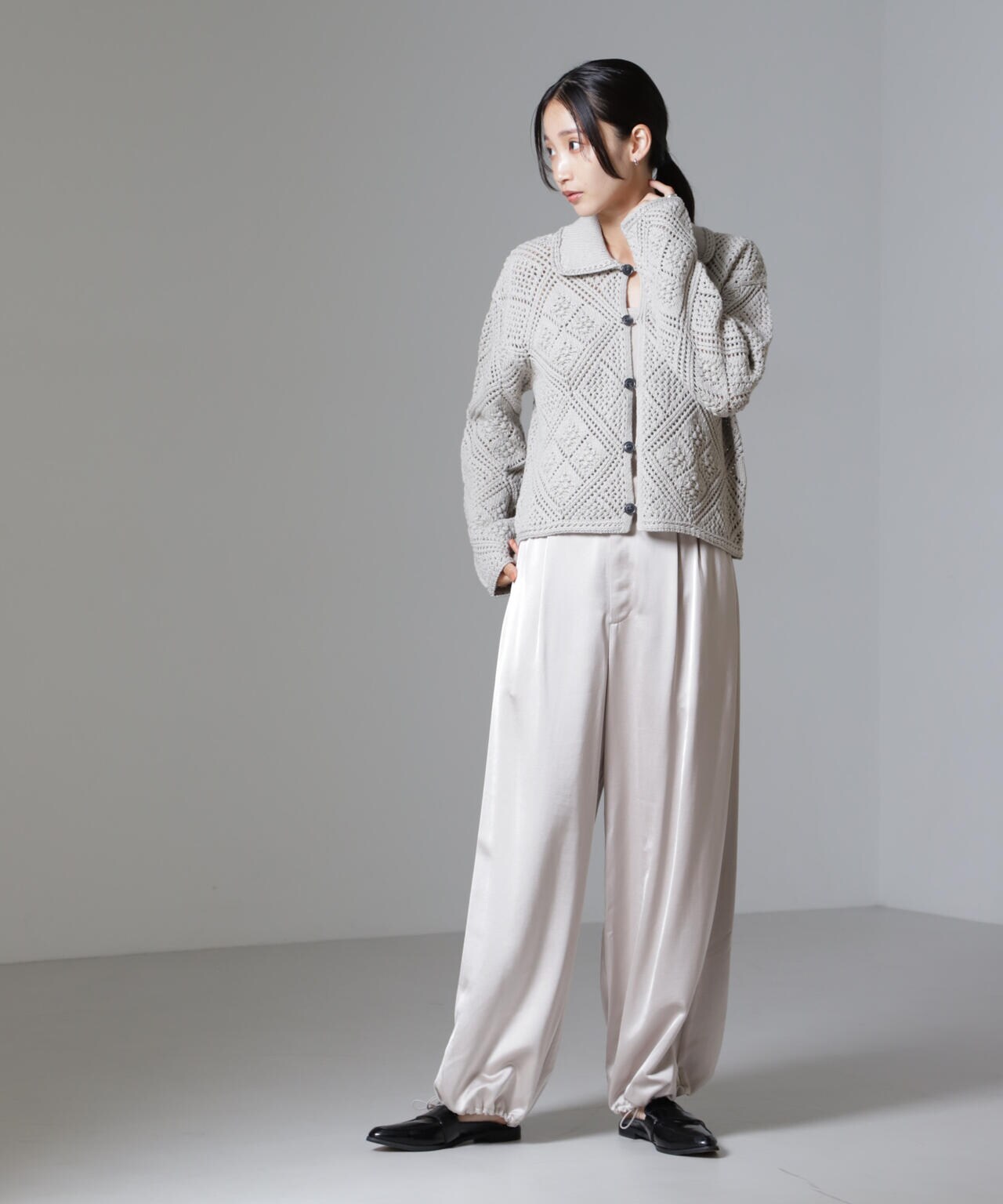 クロシェ風ニットカーディガン 6734222302