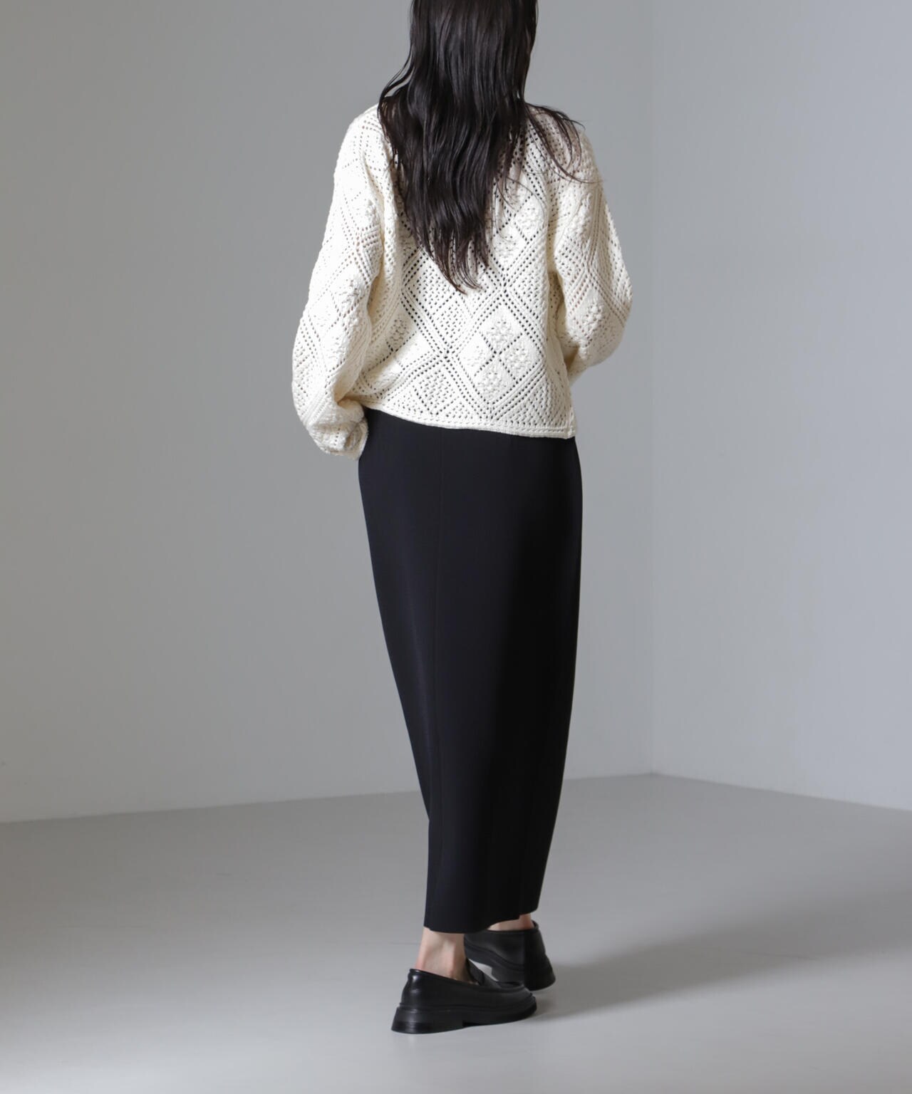 クロシェ風ニットカーディガン 6734222302