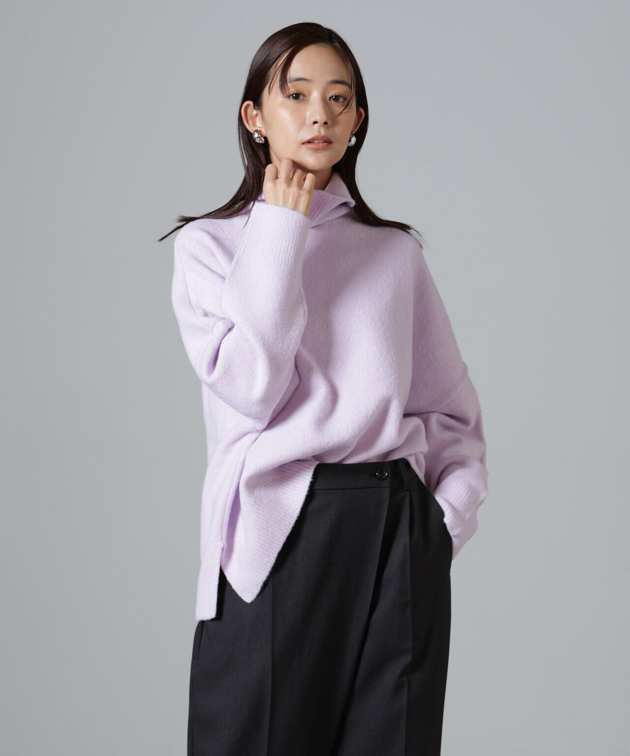 ツノダ　ナノユニバース【38】長袖プルオーバーニット　異素材　ベージュ ナノ・ユニバースが、昨年好評の”ウォッシャブルフォックス