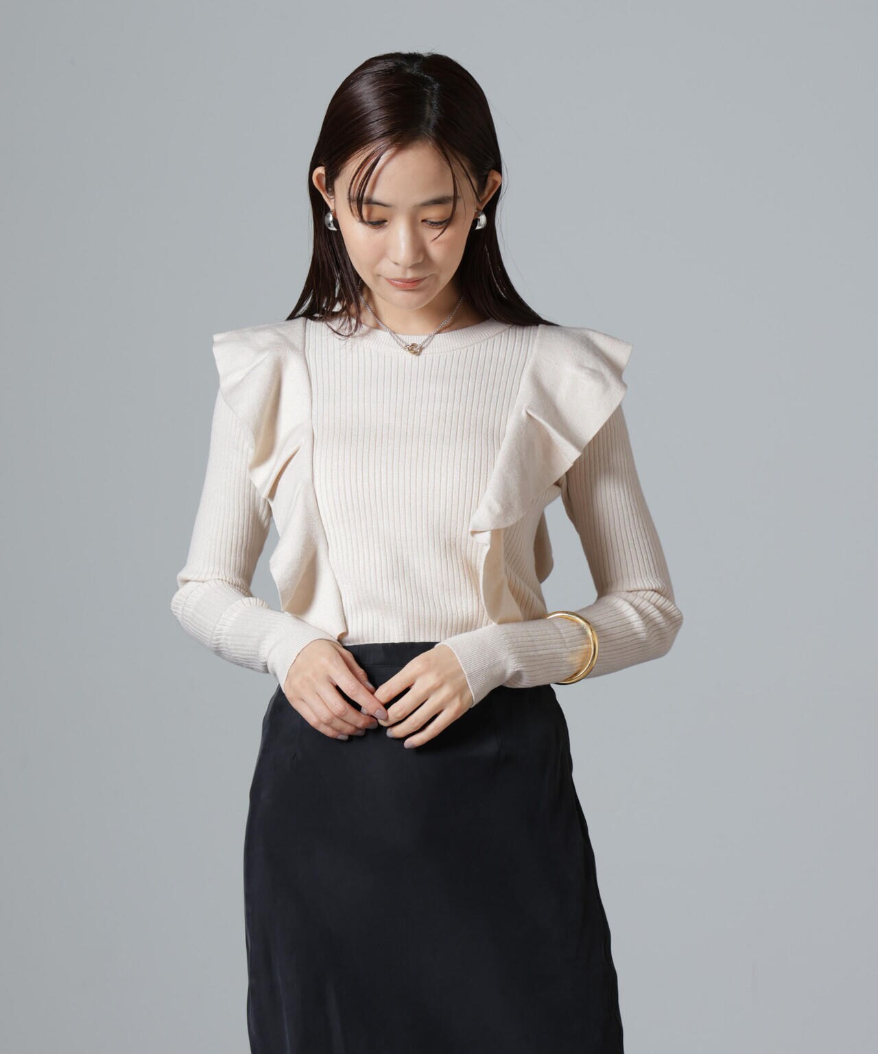 2024AW ナノユニバース フリルニットスカート S フリル ニット スカート