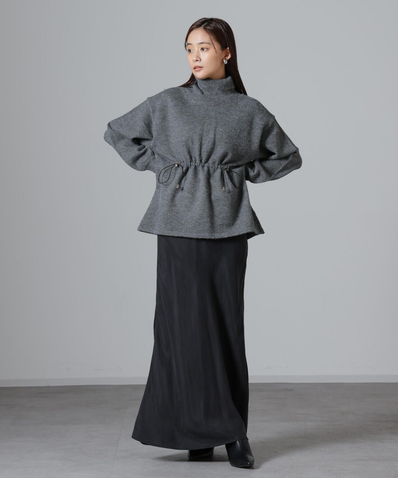 ウエストドロストタートルワイドニット 6734222346