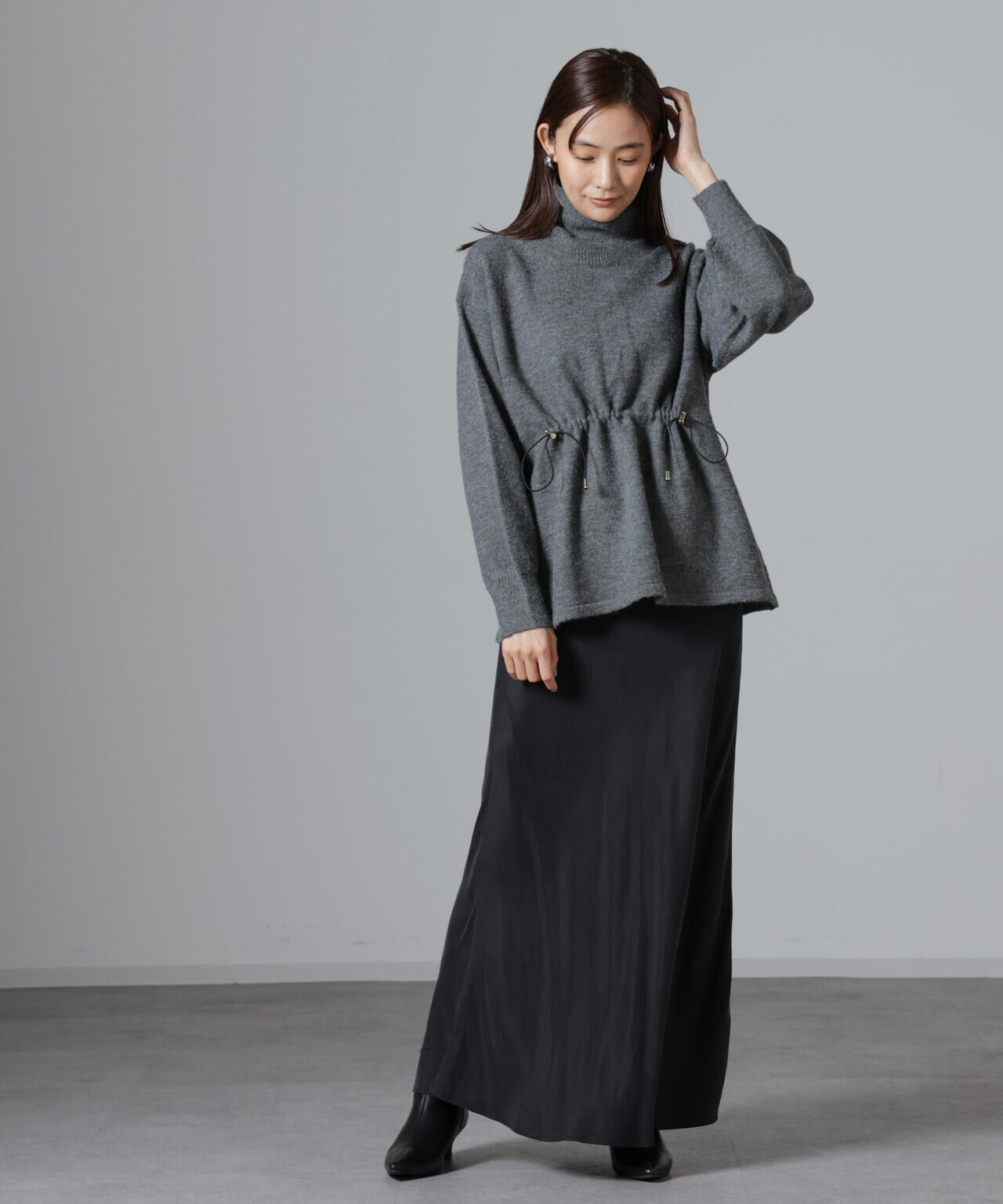 ウエストドロストタートルワイドニット 6734222346