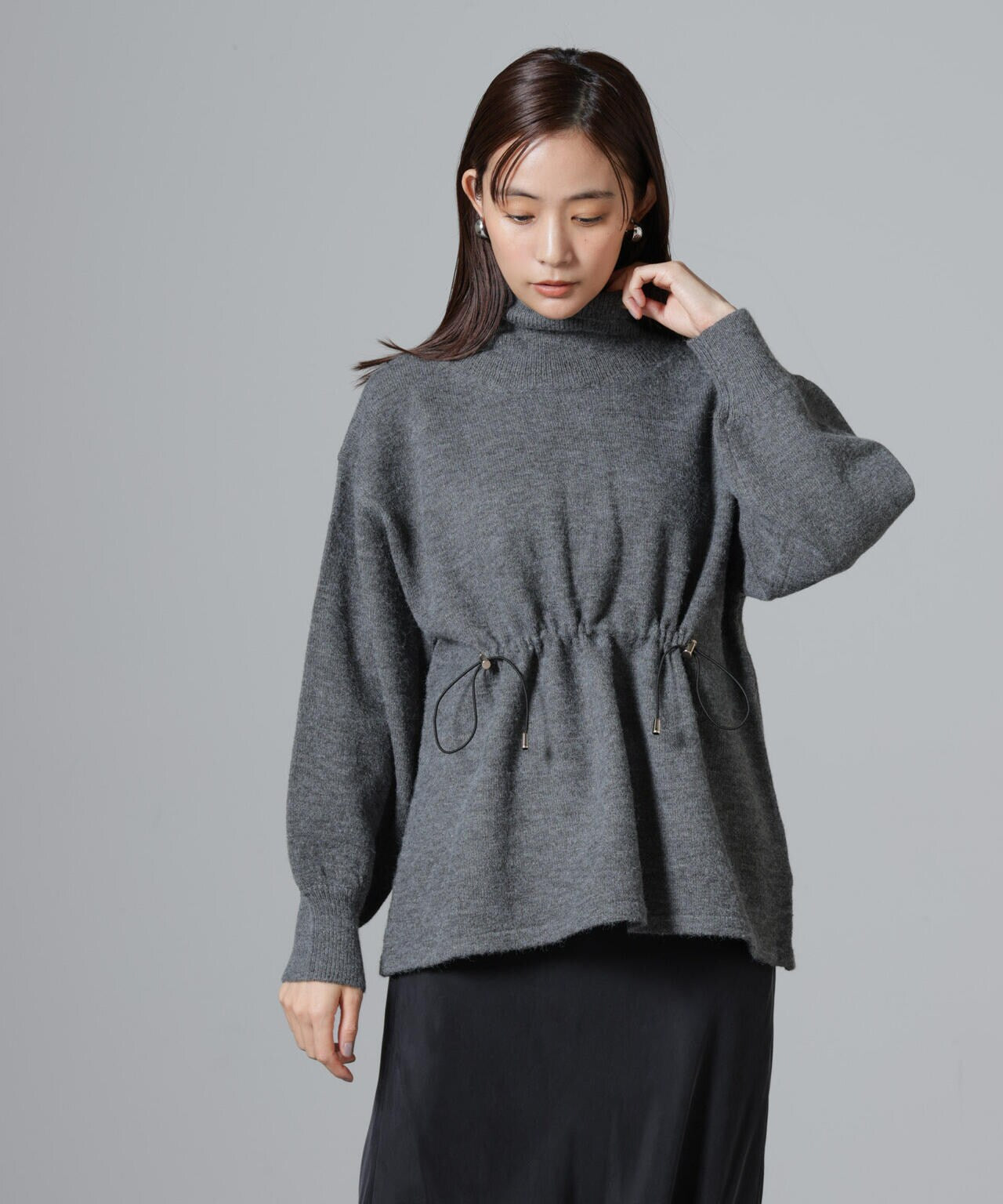 ウエストドロストタートルワイドニット 6734222346