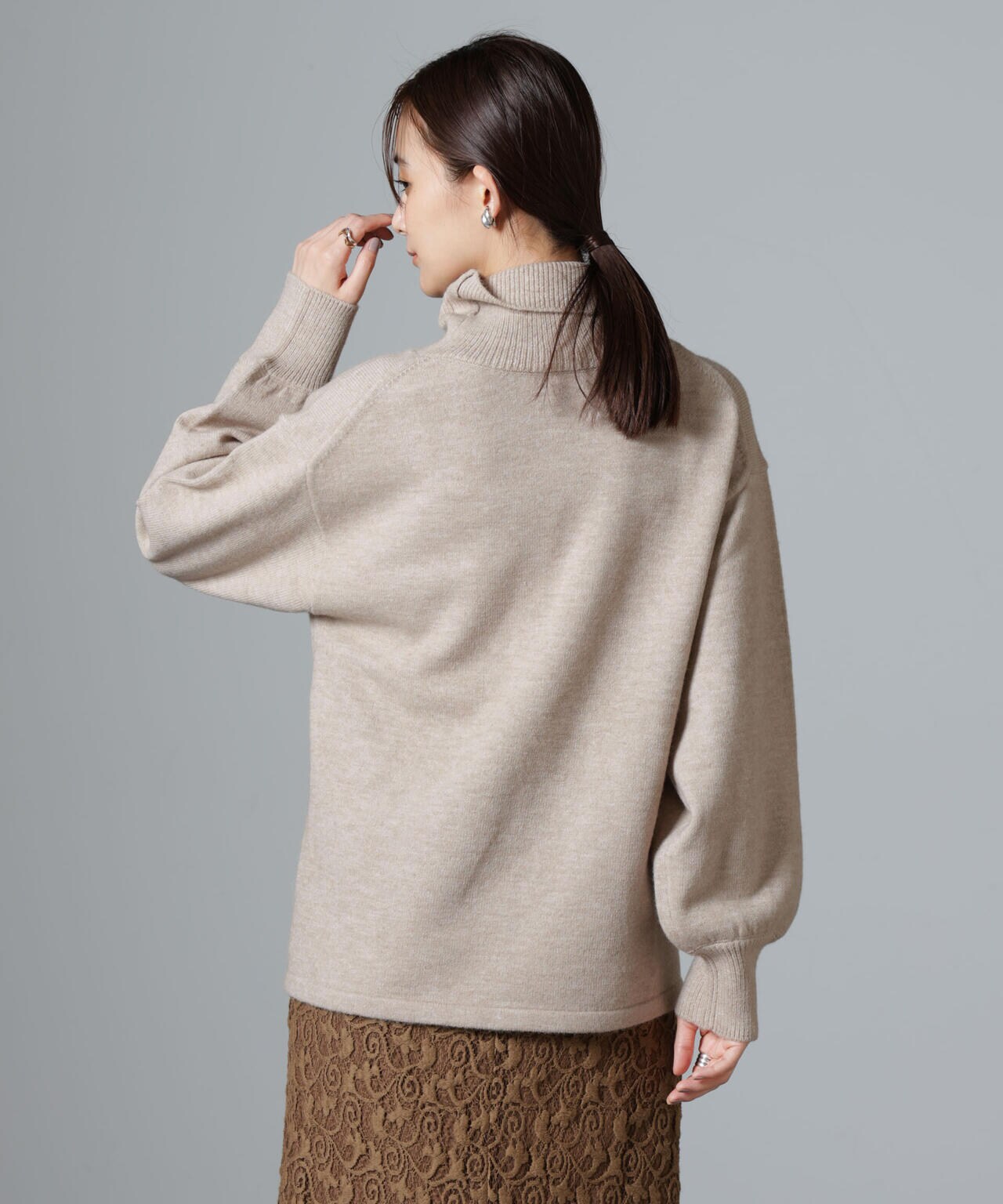 ウエストドロストタートルワイドニット 6734222346