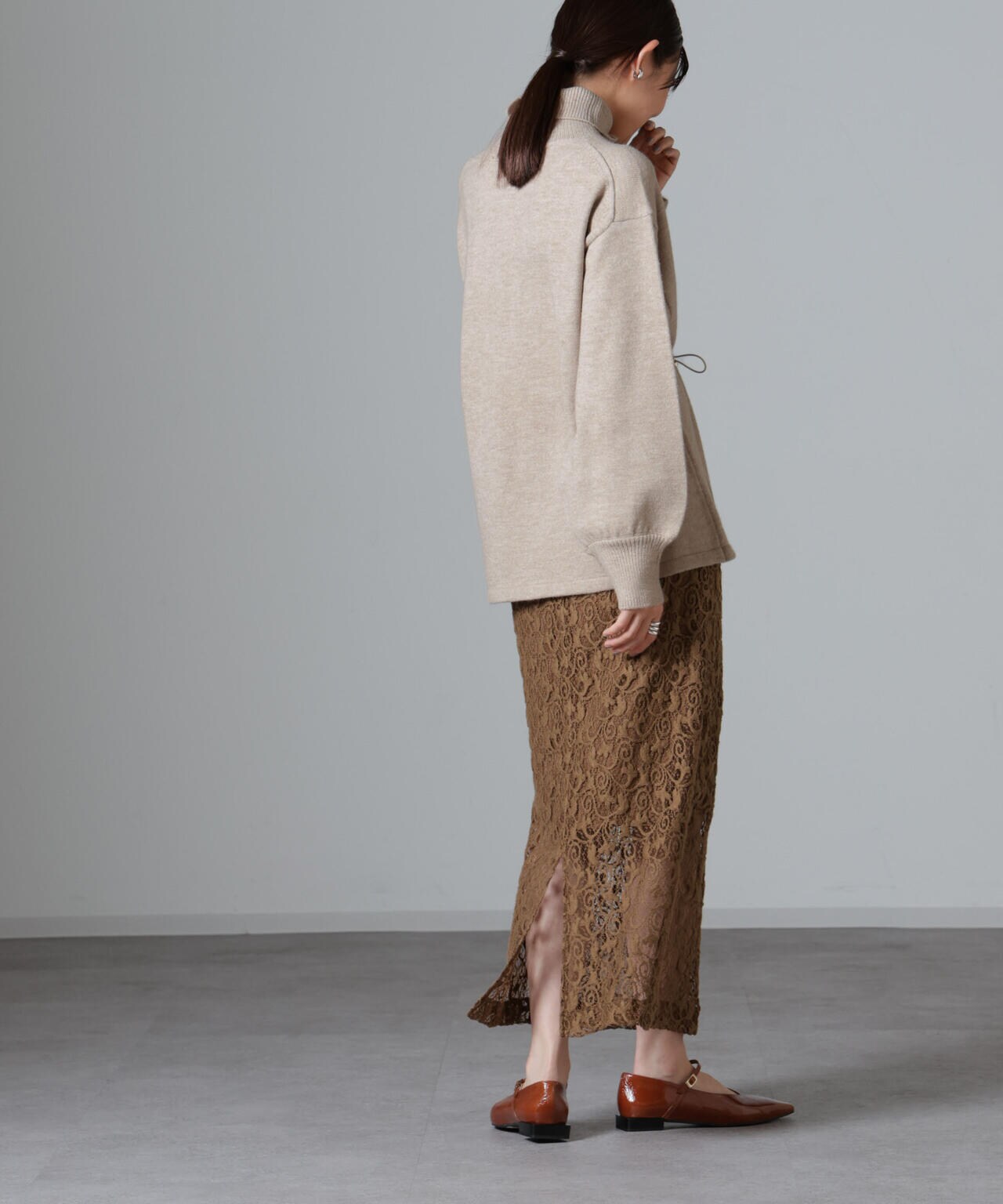 ウエストドロストタートルワイドニット 6734222346