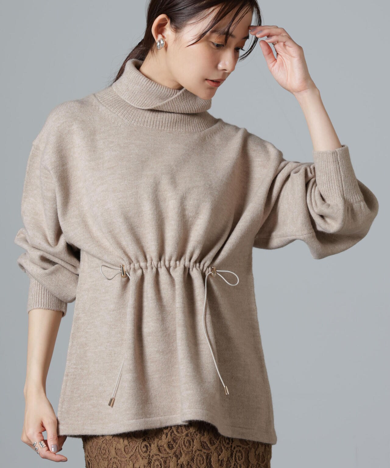 ウエストドロストタートルワイドニット 6734222346