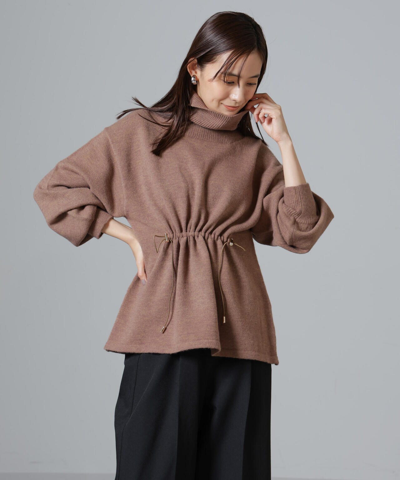 ウエストドロストタートルワイドニット 6734222346