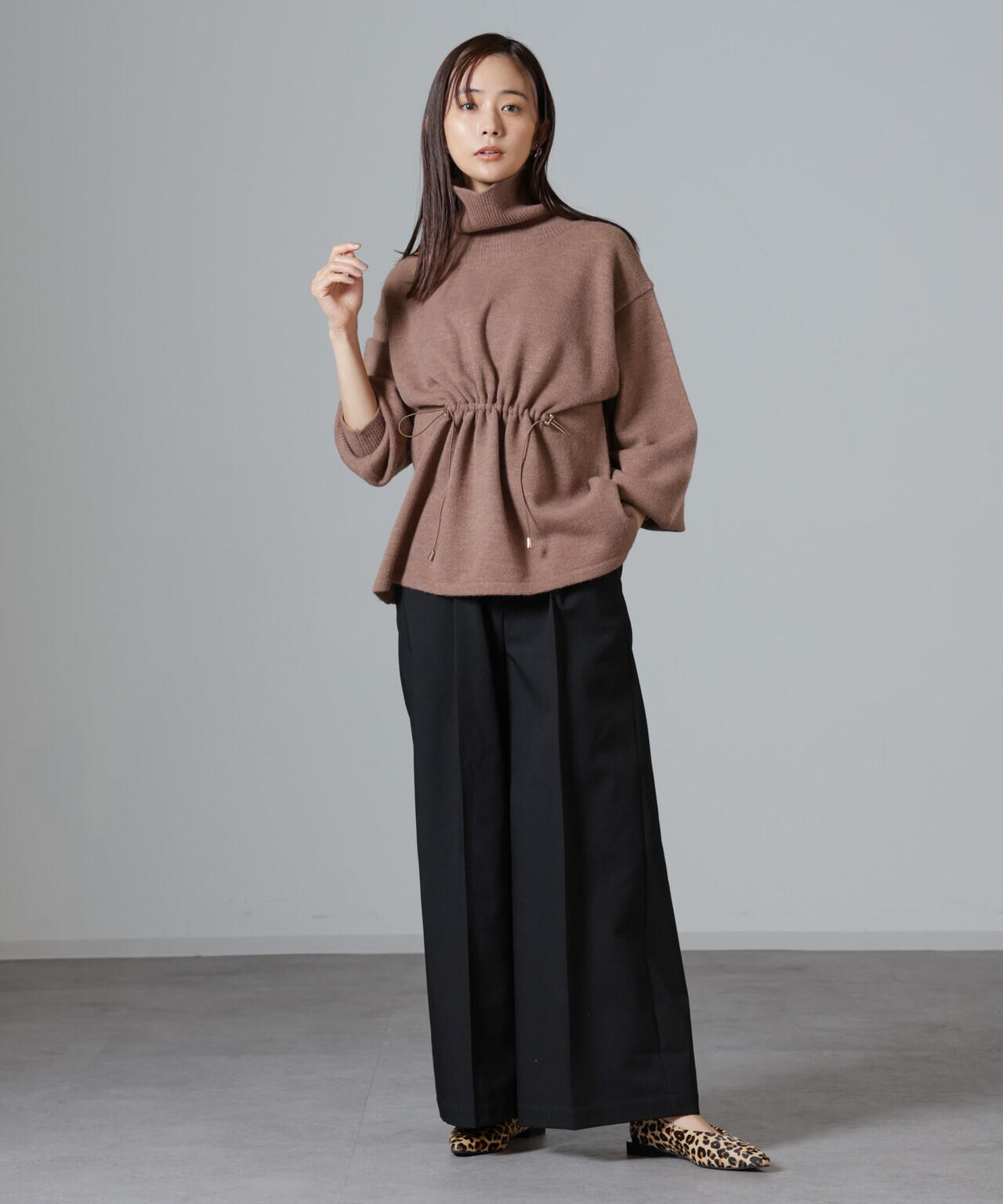 ウエストドロストタートルワイドニット 6734222346