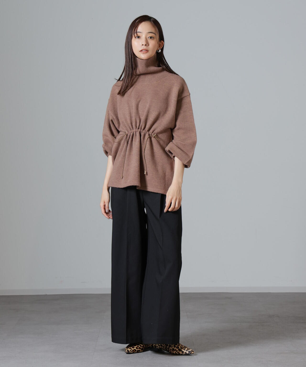 ウエストドロストタートルワイドニット 6734222346