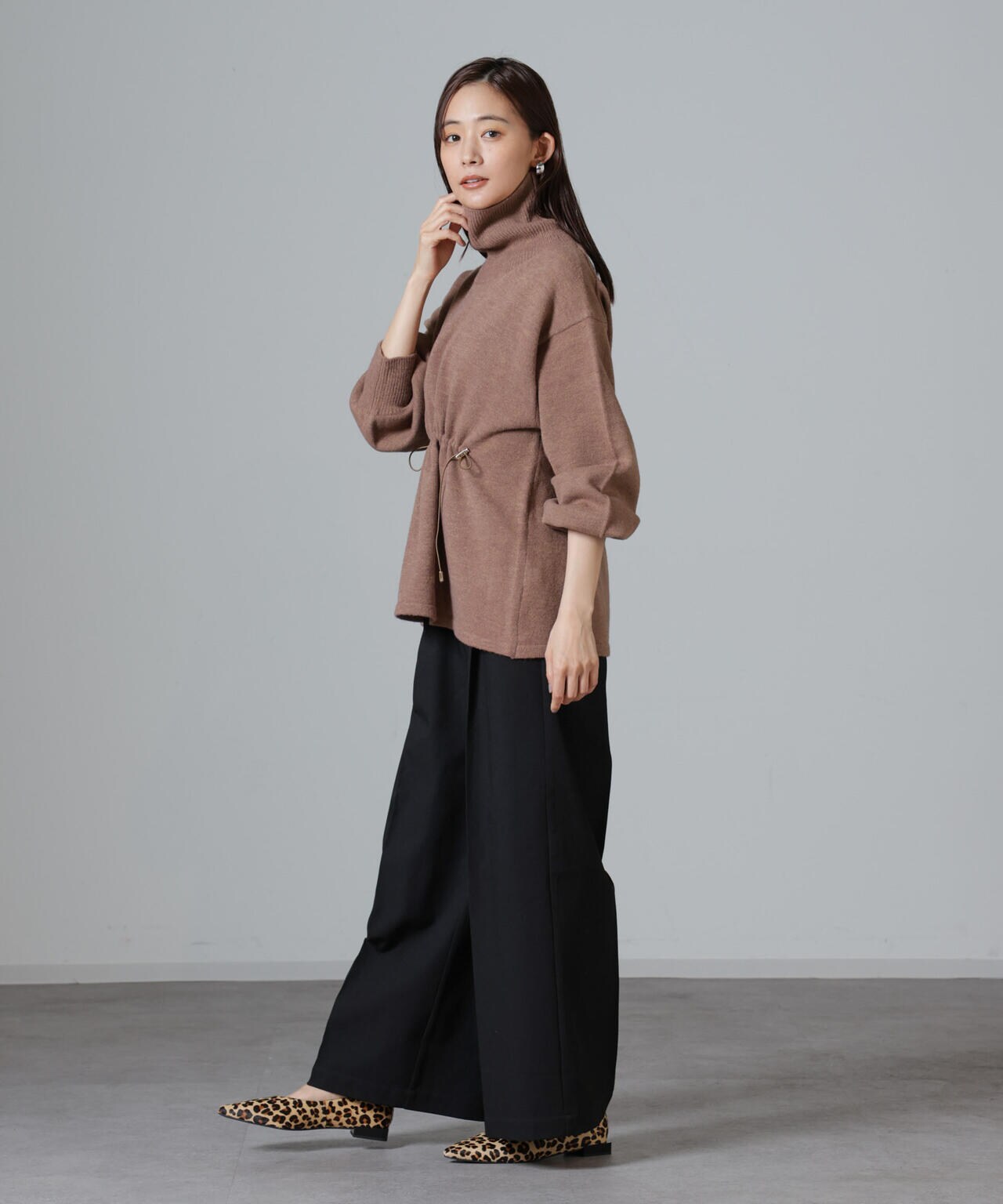 ウエストドロストタートルワイドニット 6734222346