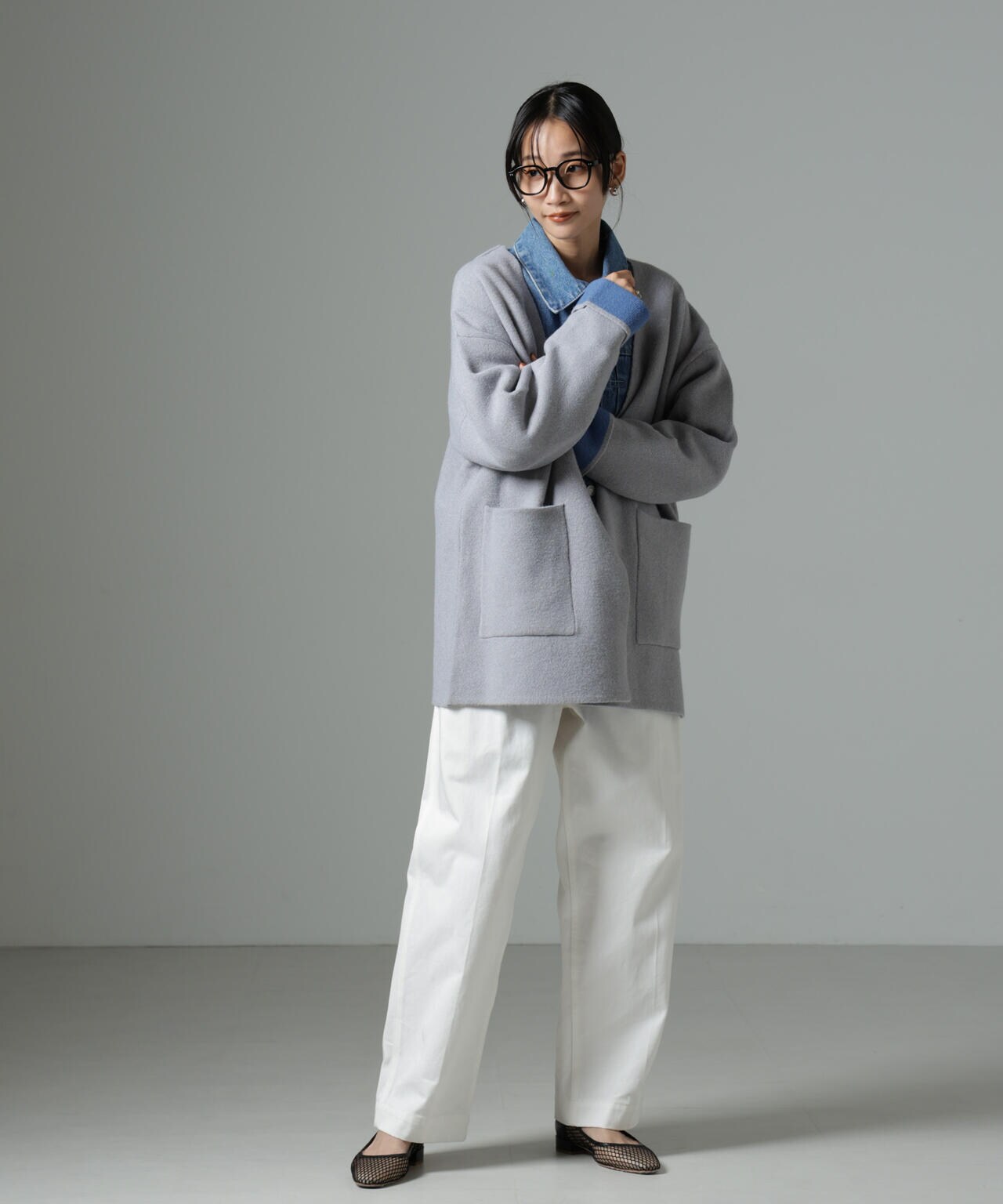 FLORENT - 2016FW FLORENT ノーカラーカーディガン 試着のみ ダブル フェイス ノーカラー ニット カーディガン