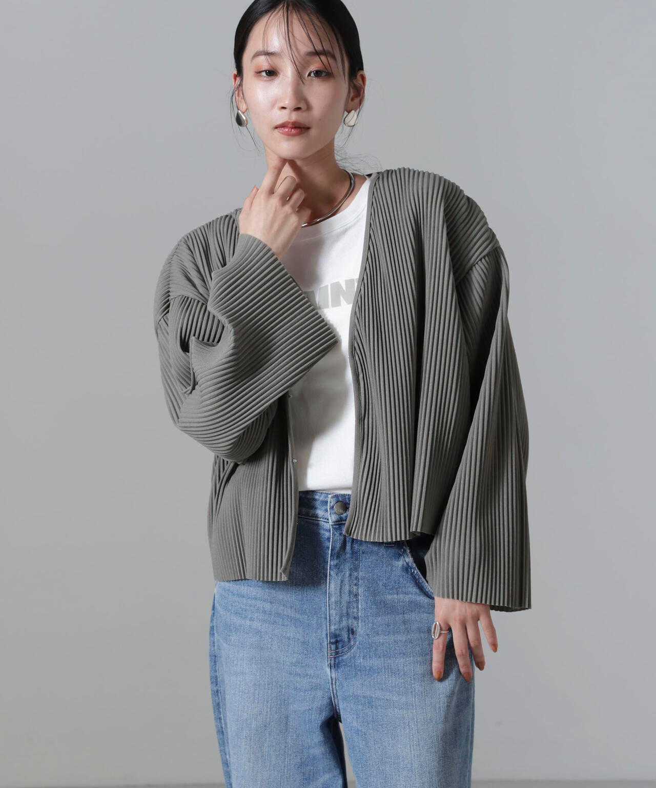 プリーツカット着流しカーディガン(セットアップ可) 6734223312