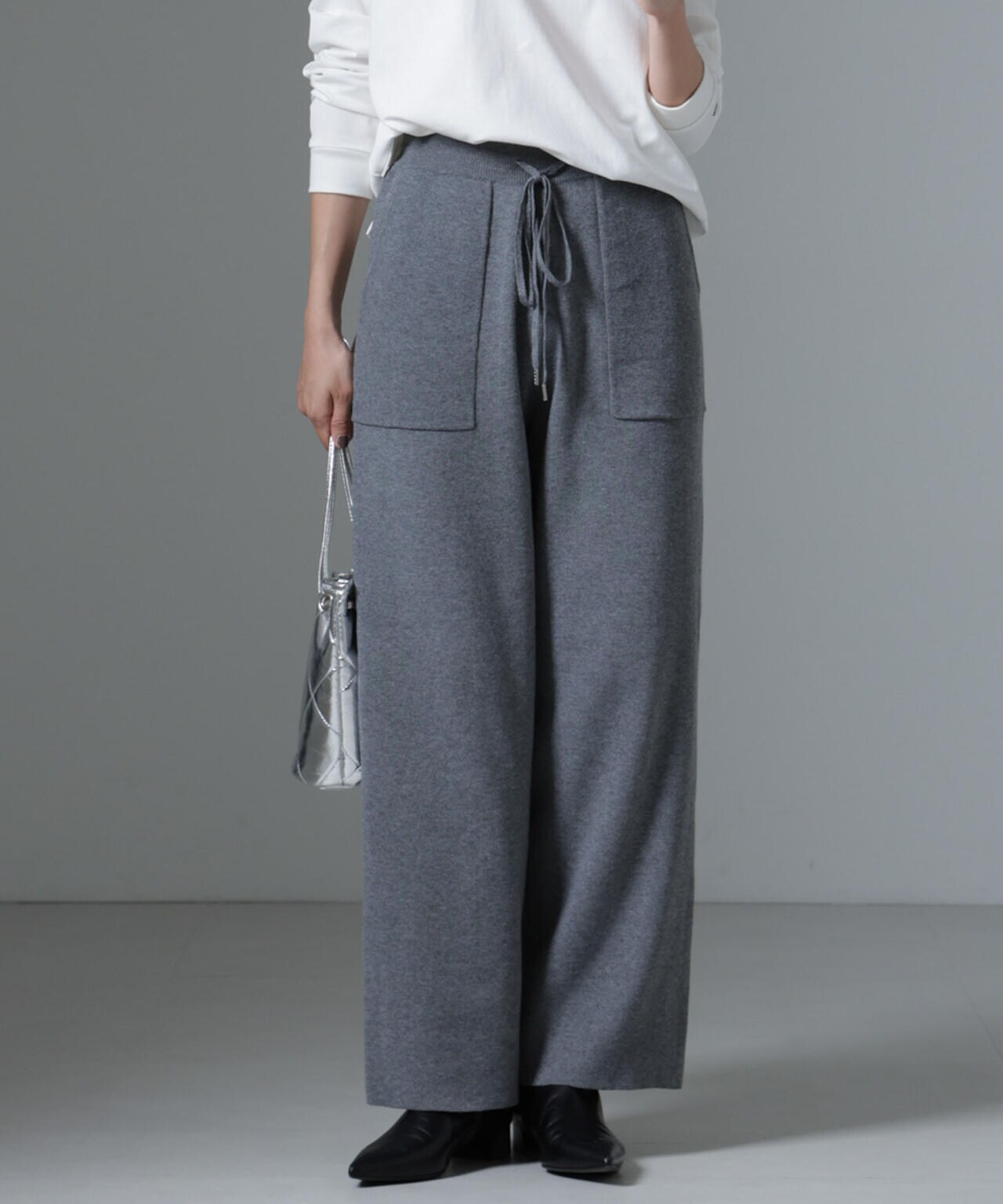 ポケットニットワイドパンツ（セットアップ可） 6734227316
