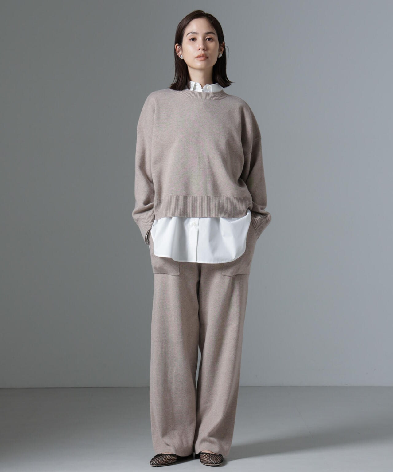 ポケットニットワイドパンツ（セットアップ可） 6734227316