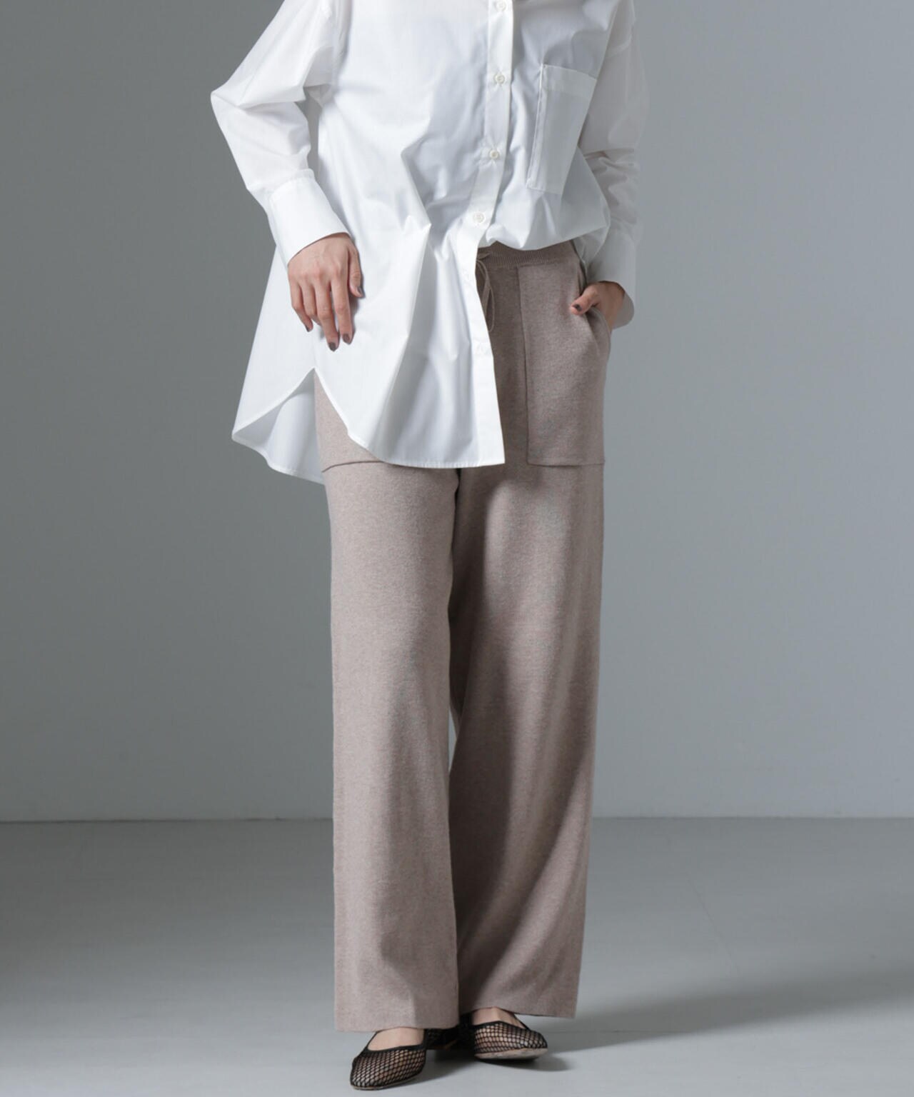 ポケットニットワイドパンツ（セットアップ可） 6734227316