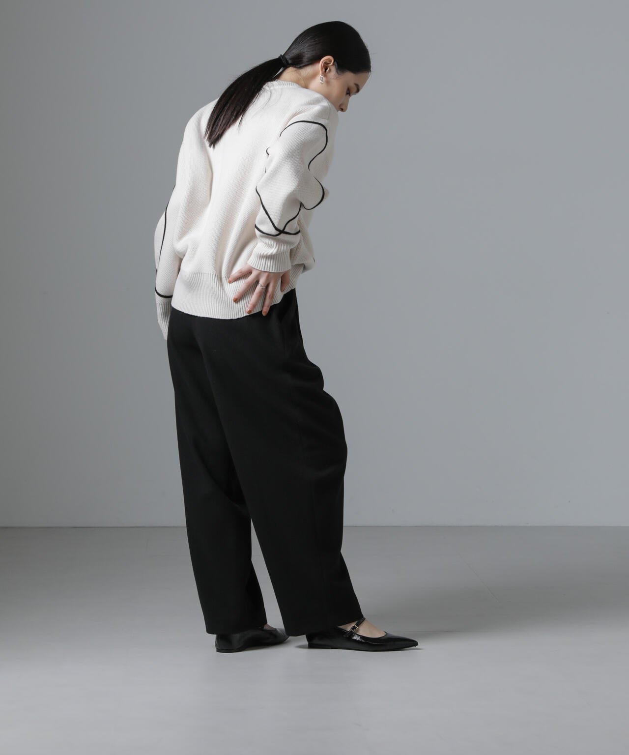 ジャージー メルトン タック ワイドパンツ
