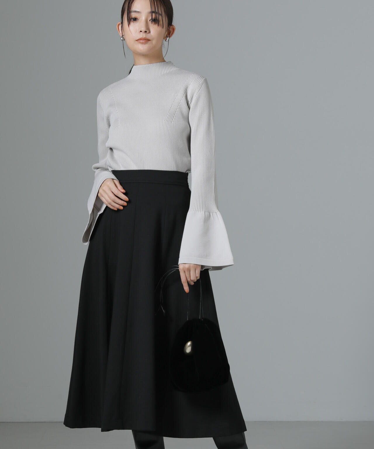 8パネル ダンボール ニット フレア スカート